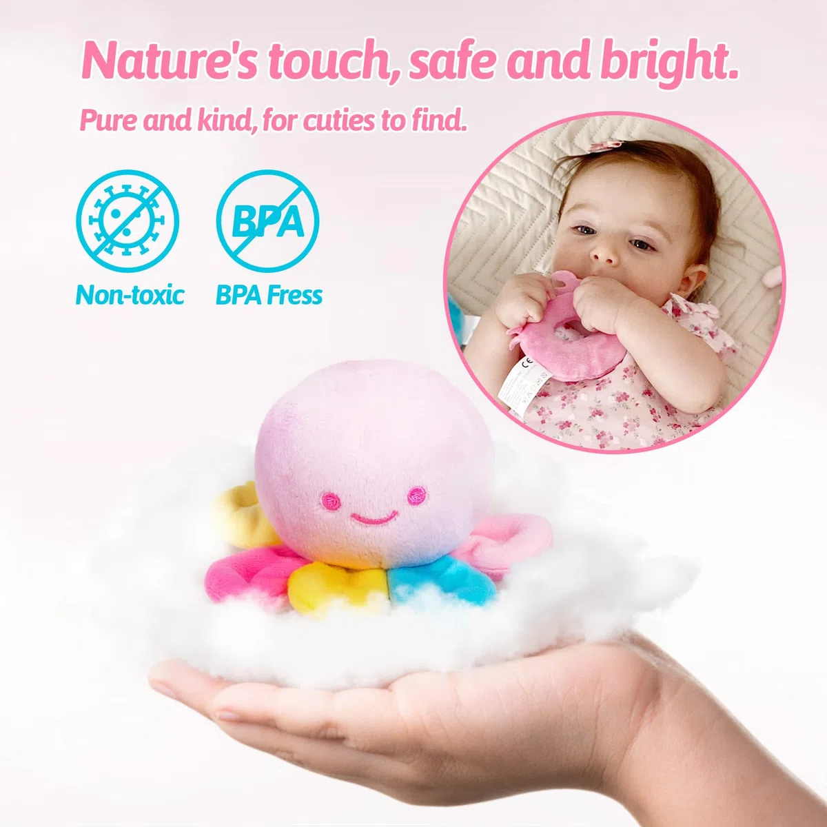 OUOZZZ Jouet en Peluche Sirène Océan, Jouet Sensoriel pour Bébé Fille de 1 à 3 Ans, 24 cm