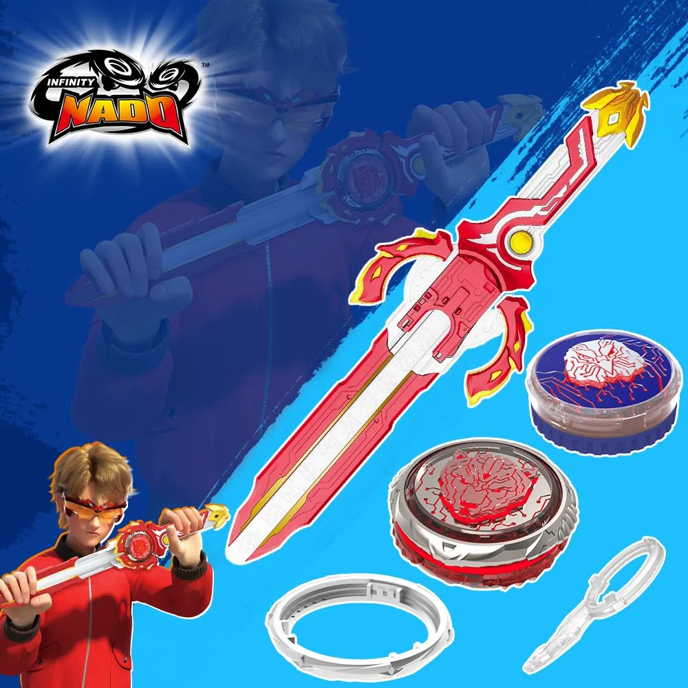 INFINITY NADO Toupie pour Enfants Jouets métalliques garçons, Battle Tops toupie Lanceur Épée, Spinning Tops à partir de 5 6 7 8 9 10 11 12 Ans Garcon Fille Cadeau, Advanced Pack Blazing War Bear