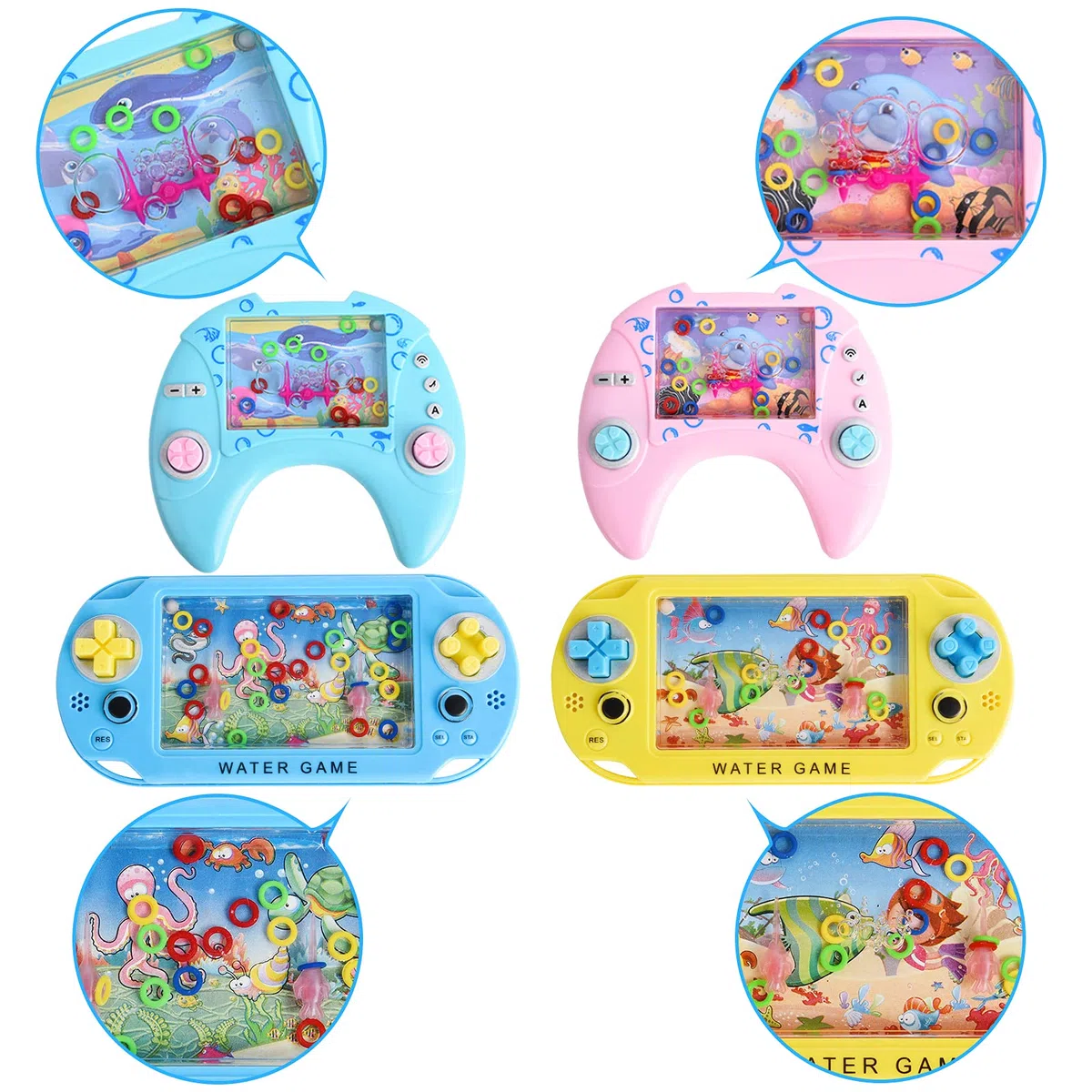 Herefun Mini Jeux d'Eau, 8 Pièces Flipper, Jeu Aquatique de Table Portable, Anneau pour Jouets de Plage, Idée Cadeau pour Enfants