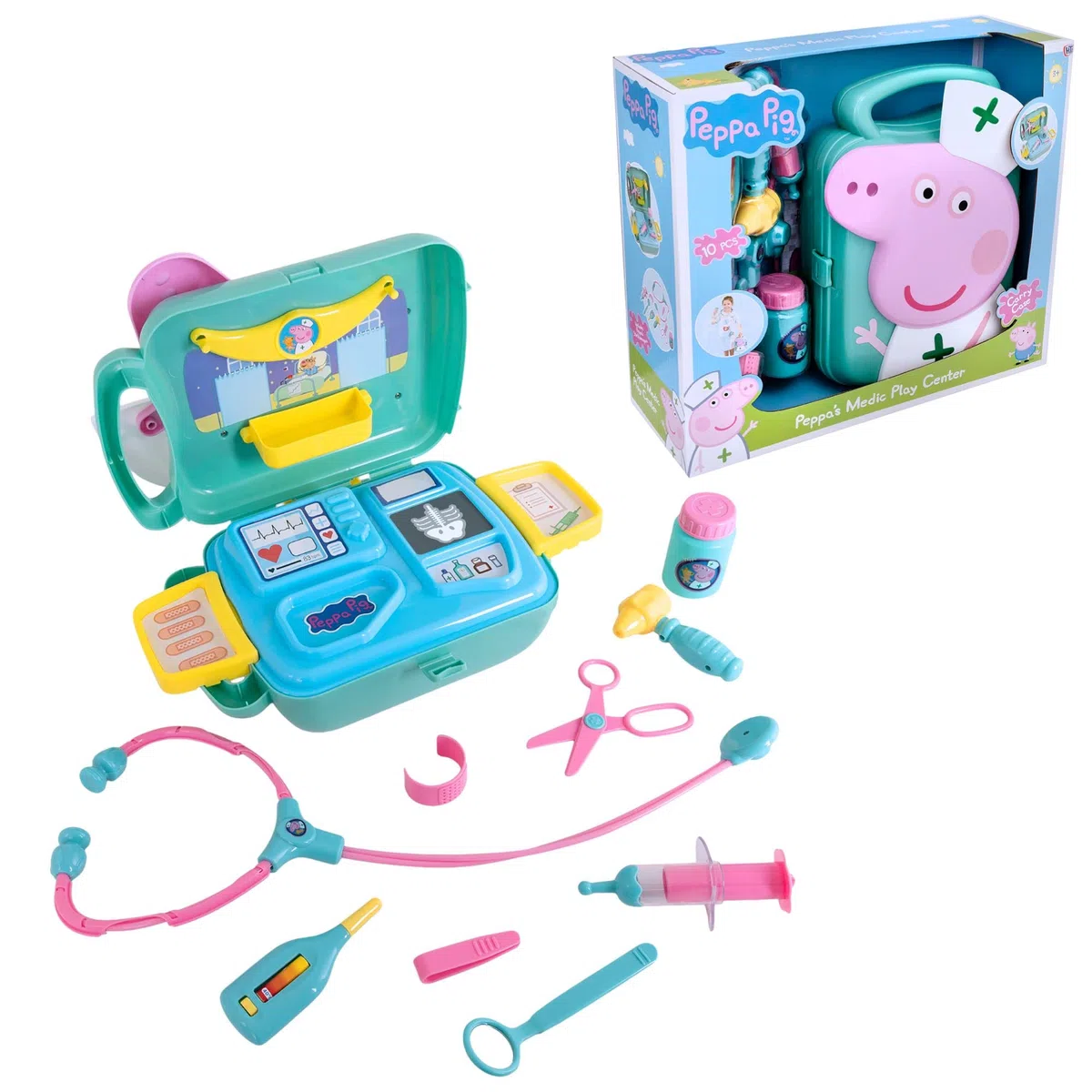 Peppa Pig's Medic Kit de Centre de Jeu | Comprend Plus de 10 Accessoires avec étui de Transport | Kit de médecin pour Enfants | Kit médical d'urgence | Jouets éducatifs pour Jeux de rôle | 3+