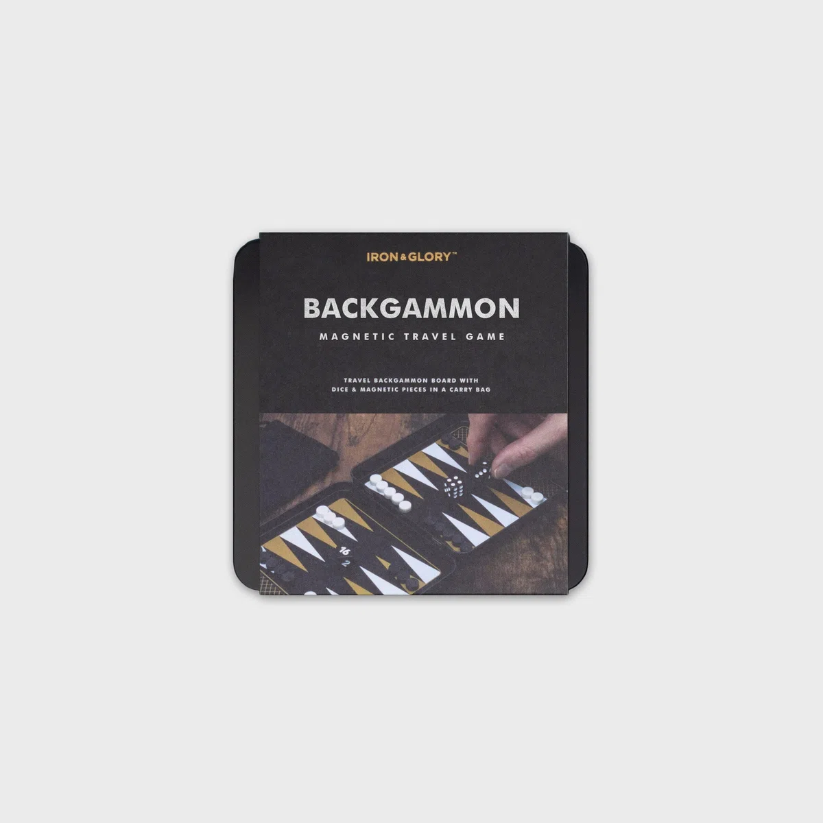 Iron & Glory Ensemble de Backgammon de Voyage magnétique en étain Durable avec pièces magnétiques sécurisées, Jeu de société Compact et Portable pour Jeu de stratégie Familial avec Pochette de