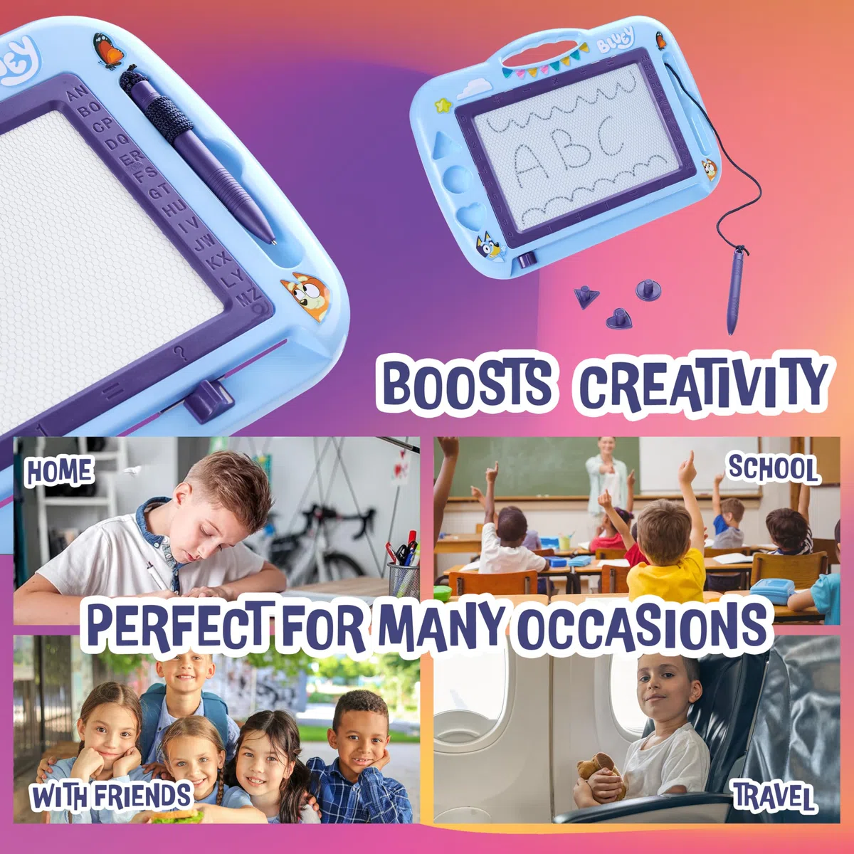 BlueY Ardoise Magique Enfant Ardoise Magnetique pour Dessin et Ecriture avec Stylet et Tampons Jouet Garcon Fille 3 Ans