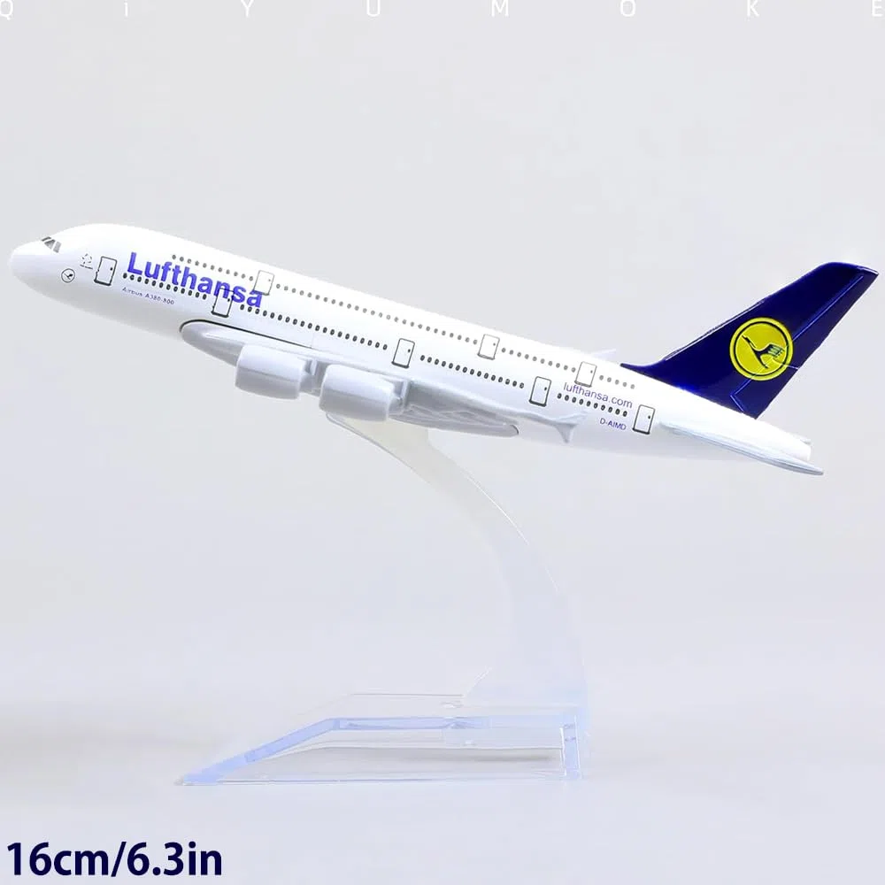 YGCHEN Avion A380 Lufthansa en Alliage - Modèle d'Avion en Métal Échelle 1/400 Diecast Avec Support - Miniature Collection Jouet Modélisme