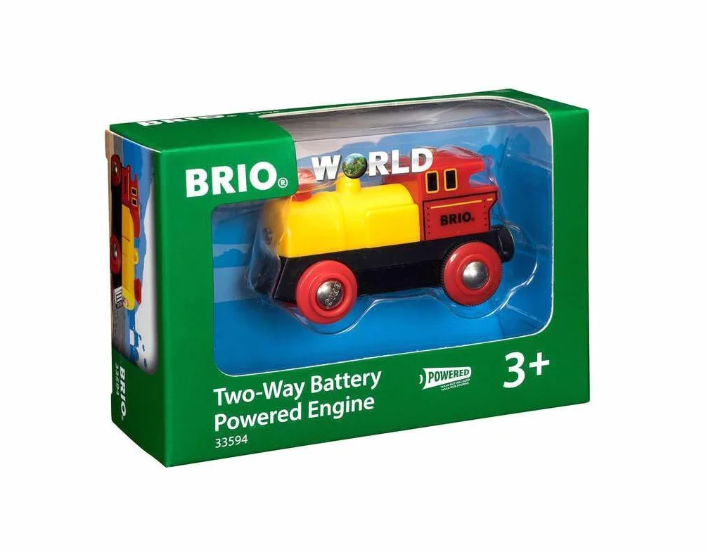 BRIO World - 33594 - Locomotive à Pile Bidirectionnelle Jaune - Train électrique avec Fonction Lumineuse - pour Circuit de Train en Bois - Jouet pour Garcons et Filles dès 3 Ans