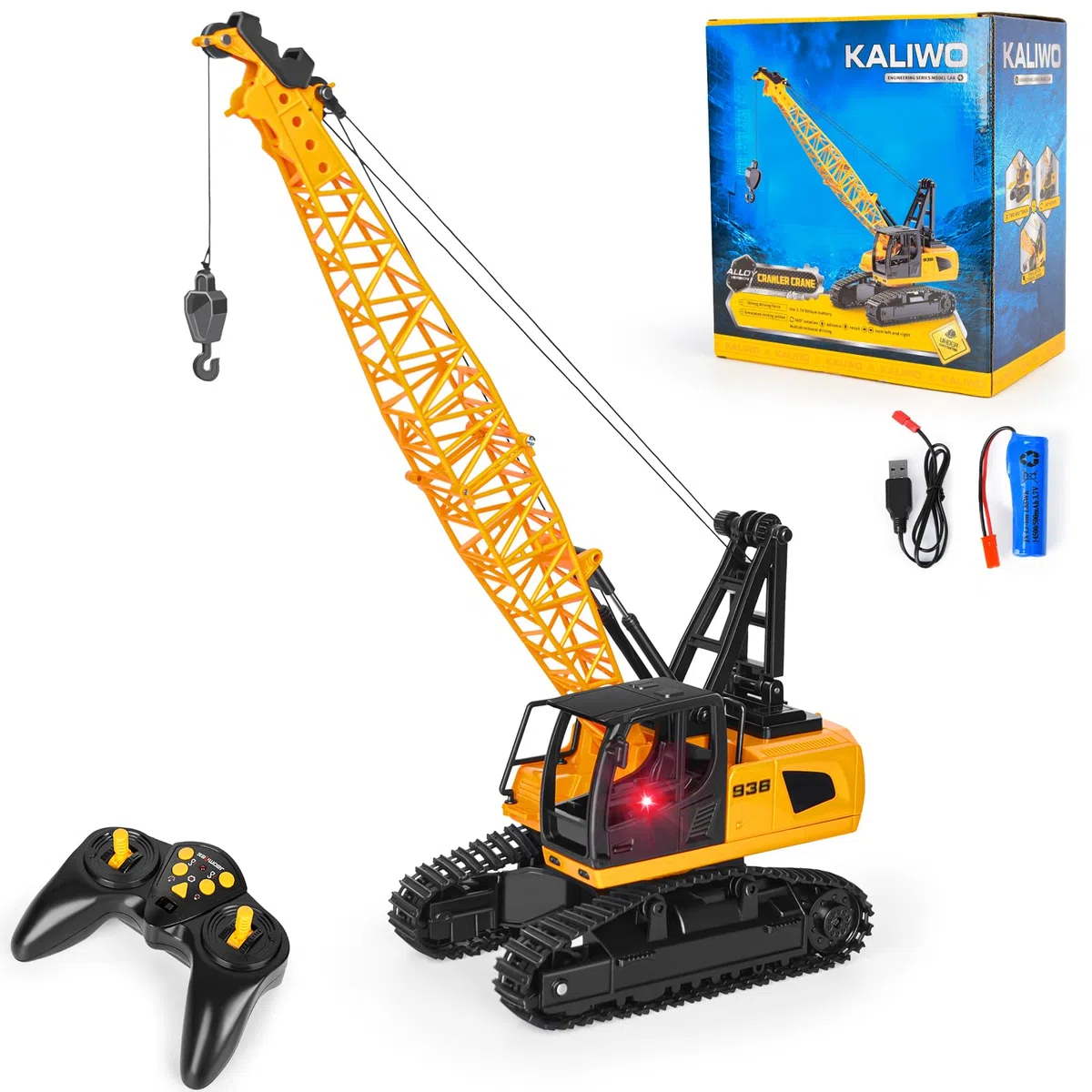 Charmofun Grue Telecommandée, Gruejouet Enfant à 12 Canaux, Jouet Grue avec Lumières et Sons Réalistes, Noël Fête des Enfants Cadeaux d'anniversaire pour Enfants