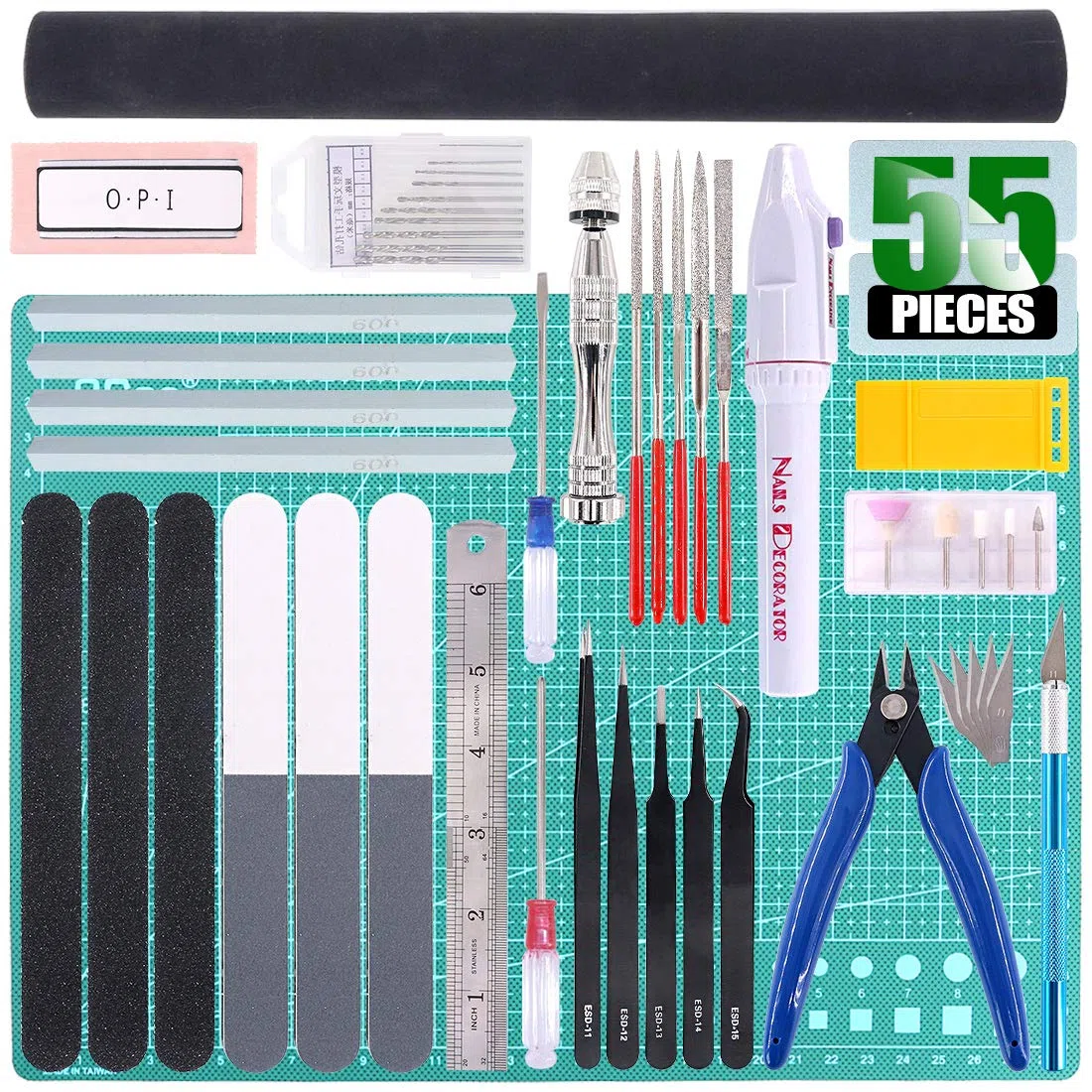 Keadic Lot de 55 outils de modélisation professionnels de base pour loisirs créatifs, kit d'outils de construction Gunpla, kit de modélisme, outils de base pour réparation et fixation de voiture