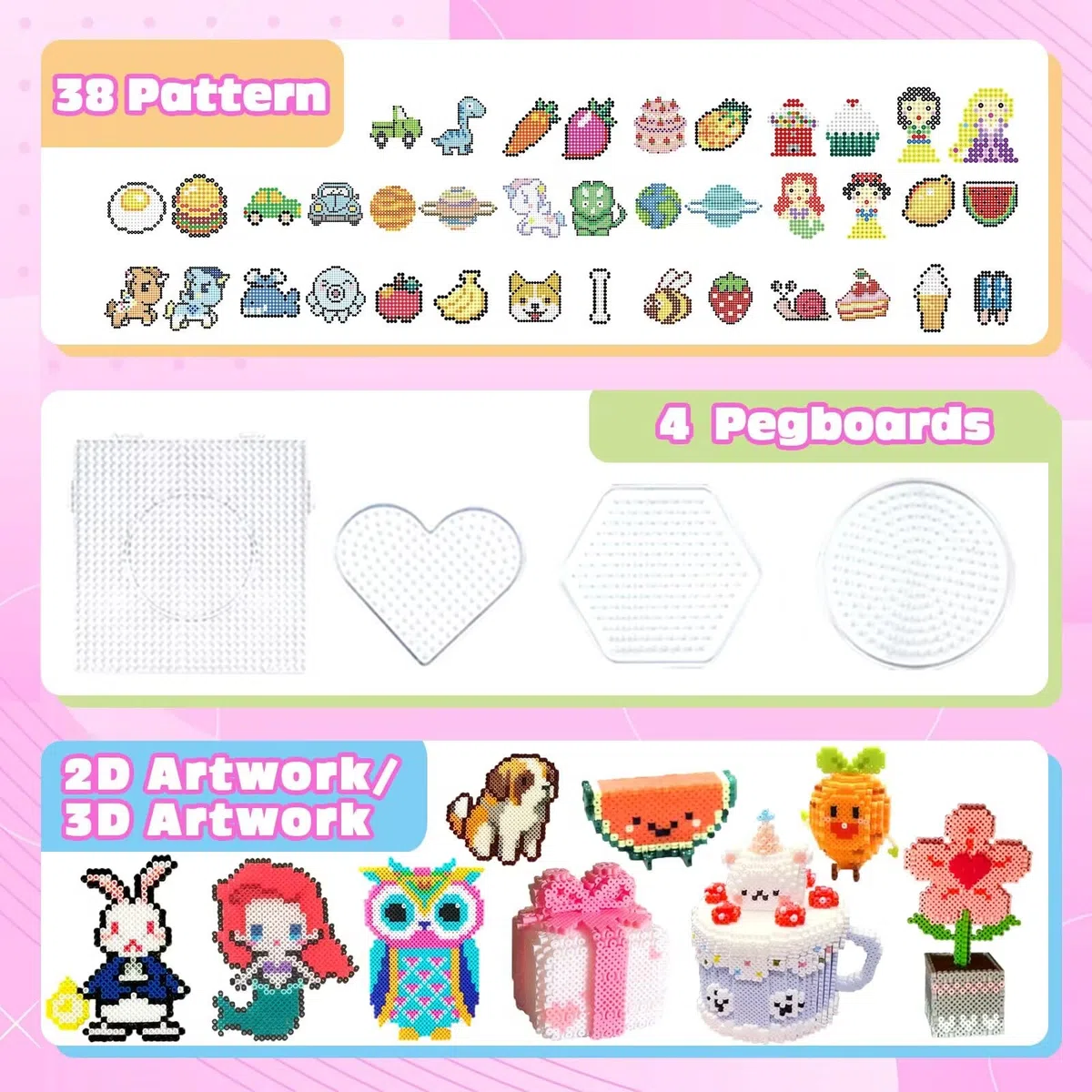 Set De Perles à Repasser, 11000 Pièces Perles De 5MM Avec Boîte De Rangement, Plaque Perle Papier à Repasser, Guide d'utilisation, Conception DIY De Bijoux, Pour Enfants Cadeau Noël Anniversaire