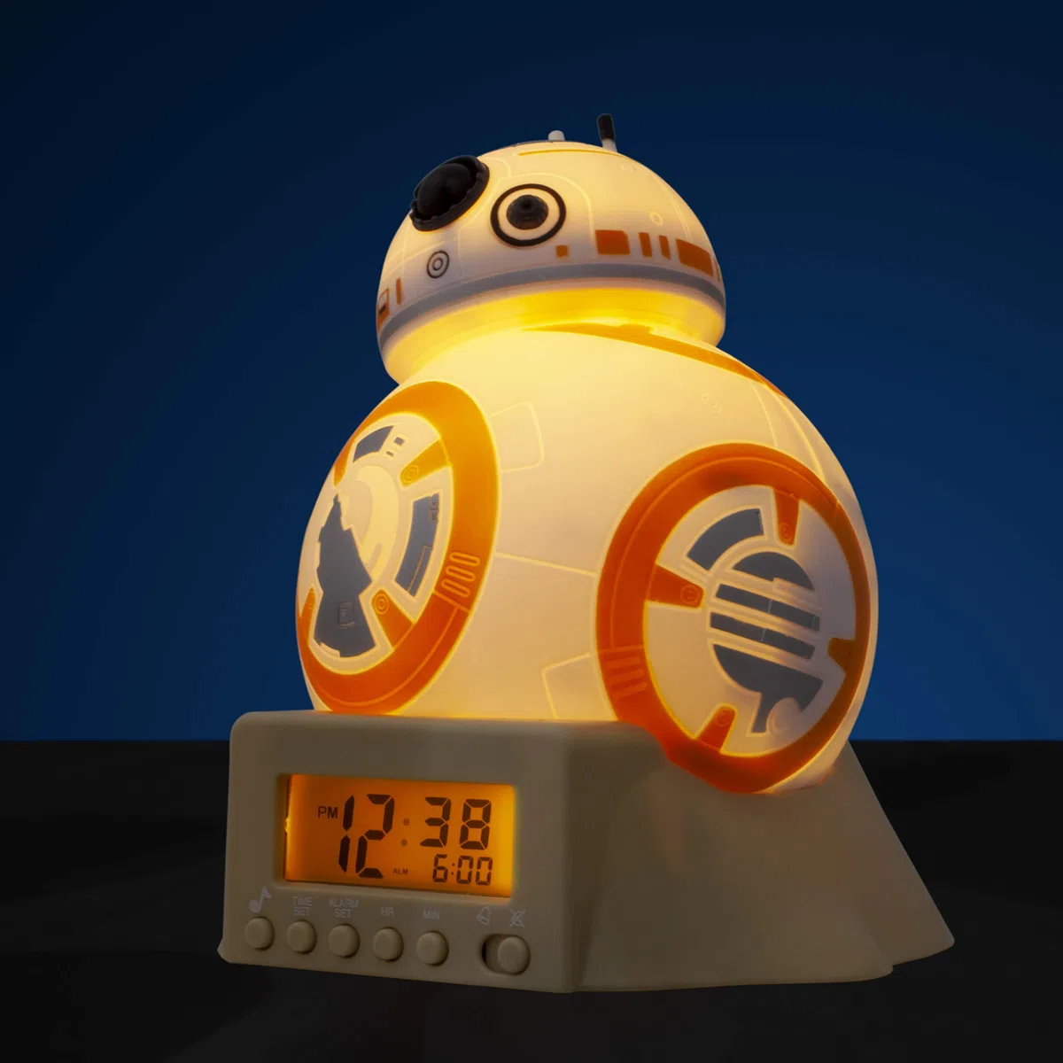 BulbBotz Réveil veilleuse avec Sons du Personnage pour Enfant Star Wars 2021395 BB-8, Plastic, Orange, 14 cm