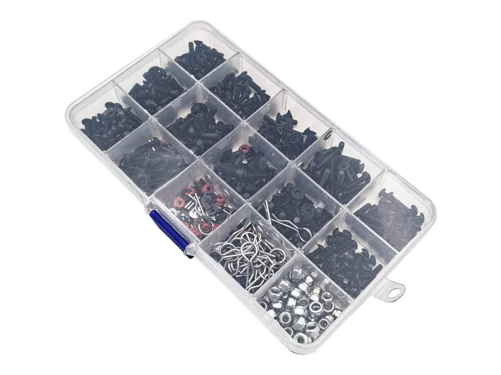500 pièces Kits de vis de Voiture RC M3 / M4 / E Boucle/Boucle de Coque/écrous de vis/vis hexagonales/Bouchons Kit d'outils de réparation RC pour Voitures RC à l'échelle HSP/Wltoys