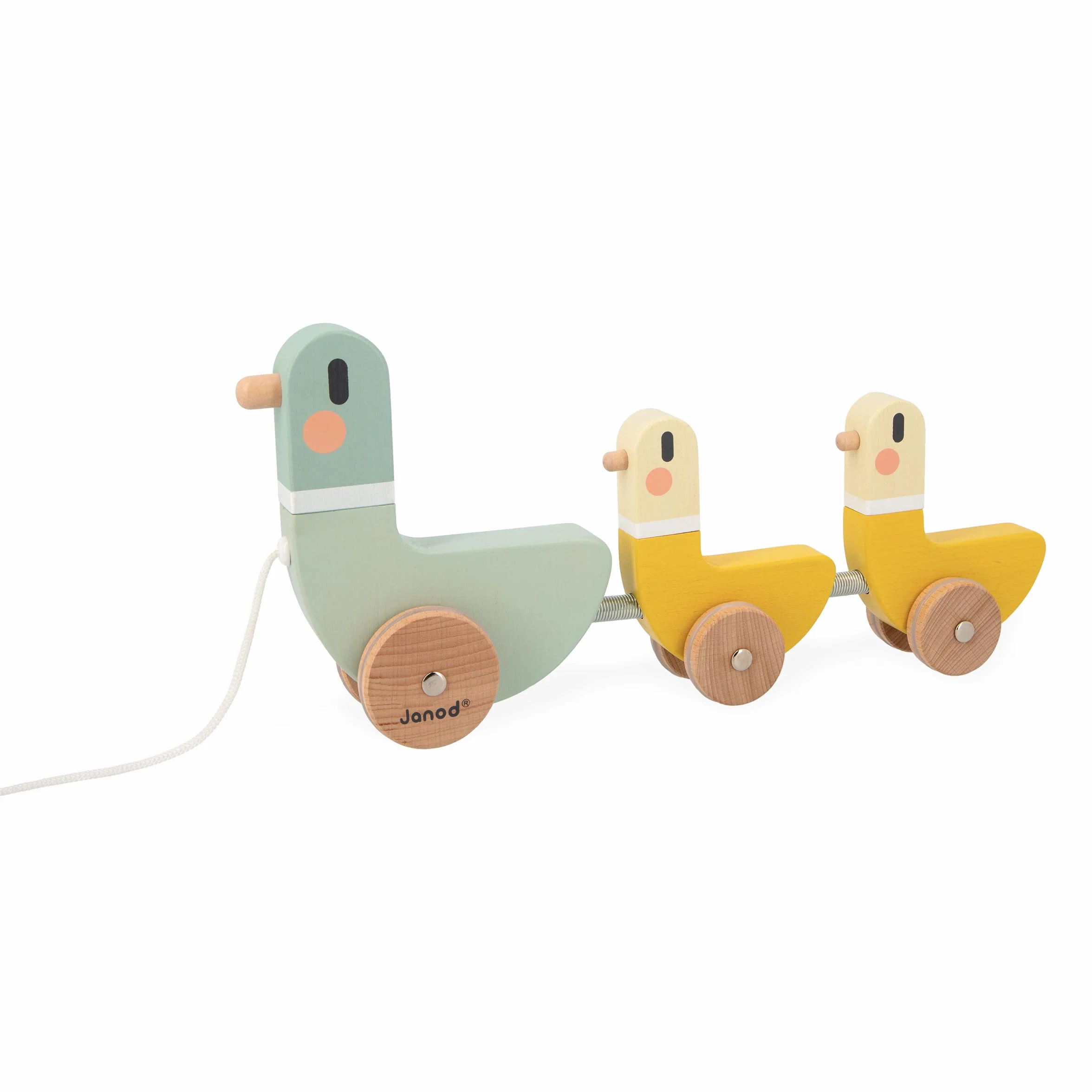 Janod - 3 Canards à Tirer Sweet Cocoon - Jouet d'Éveil - Développe la Motricité - Jouet en Bois FSC et Peinture à l'eau - Dès 12 Mois,J04051