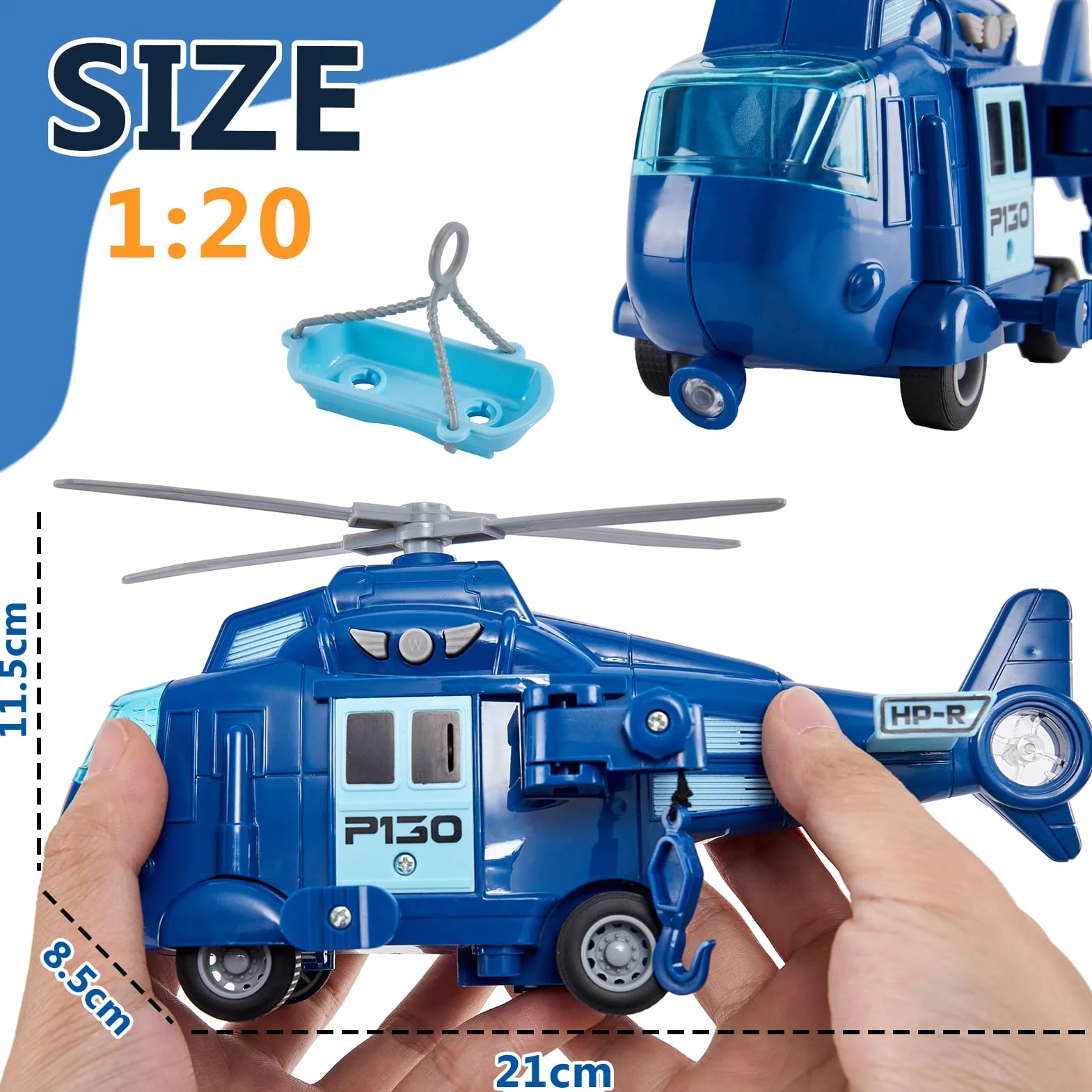 HERSITY Helicoptere Jouet Enfant avec Sons et Lumières Hélicoptère de Sauvetage avec Hélice Pivotant Friction Voiture Jouet Garçon Fille 3 4 5 Ans