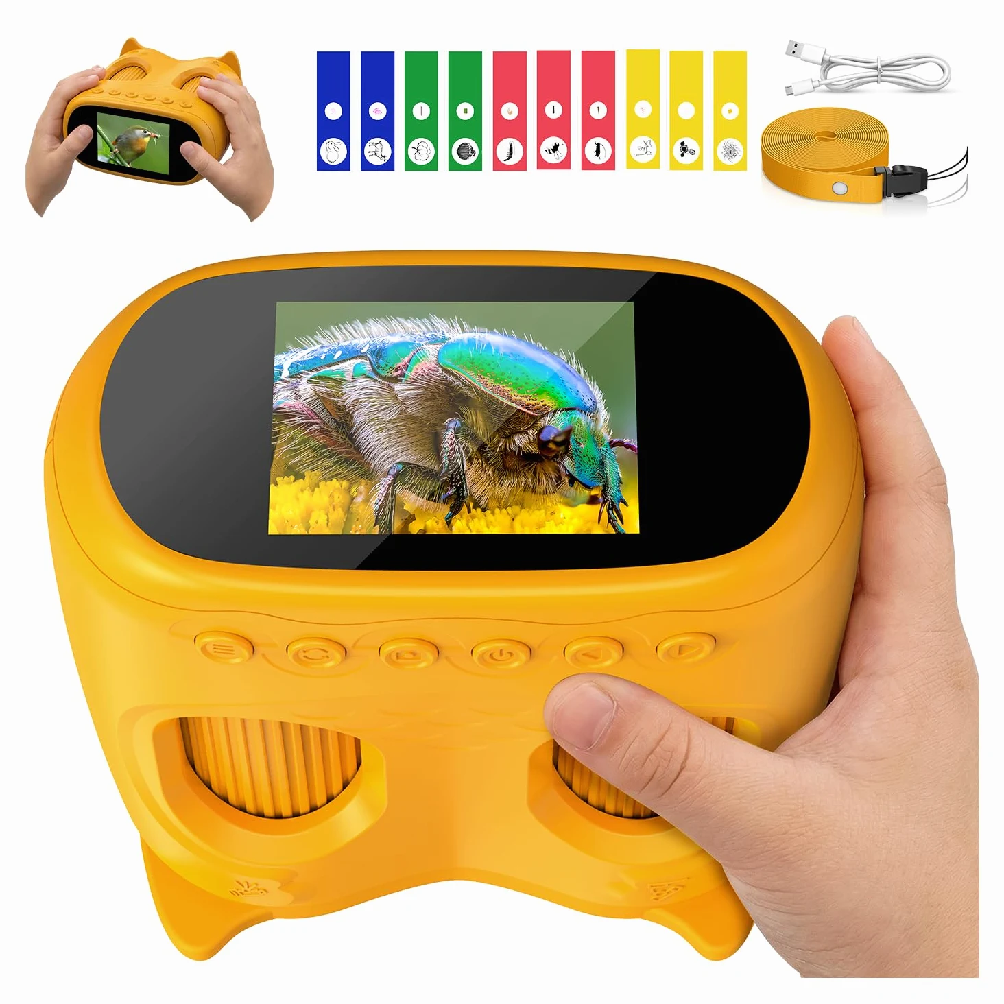 Microscope numérique portable BNISE pour enfants 1000X : kit 2 en 1 avec microscope et télescope pour enfants avec écran IPS de 2,0 pouces - Jouets STEM, cadeaux d'anniversaire pour filles, garçons