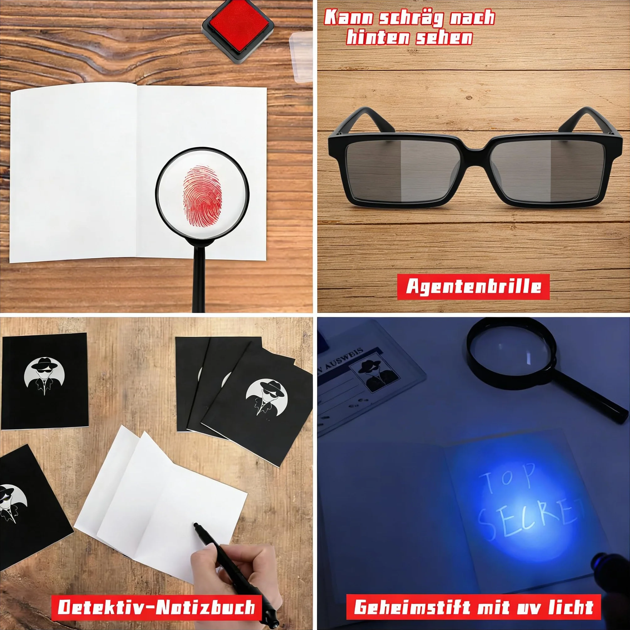 SelfTek 48 PCS Détective Pinata Anniversaire, Kit Espion Enfant avec Lunettes D'agent, Stylo Secret, Carnet De Notes, Loupe, Carte De Détection, Cadeaux De Jeu De Détective
