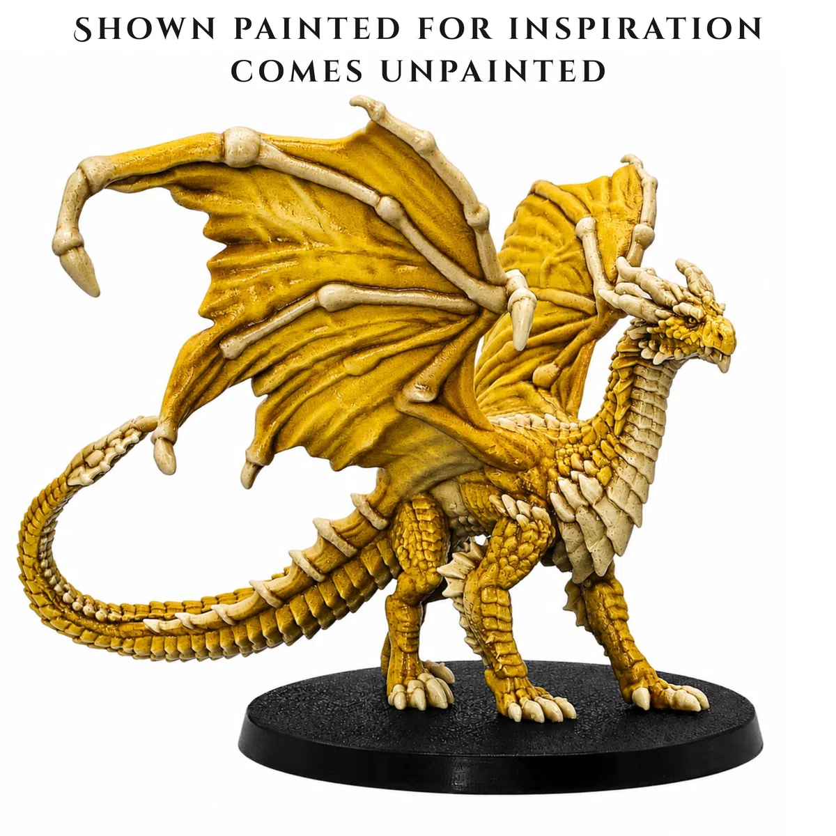 Dragon jaune – Miniature Fantasy Drake avec envergure de 110 mm | Miniatures épiques à l'échelle 32 mm | DND, Pathfinder, RPG, jeux de guerre | Modèle en résine non peinte | Collecteurs et joueurs