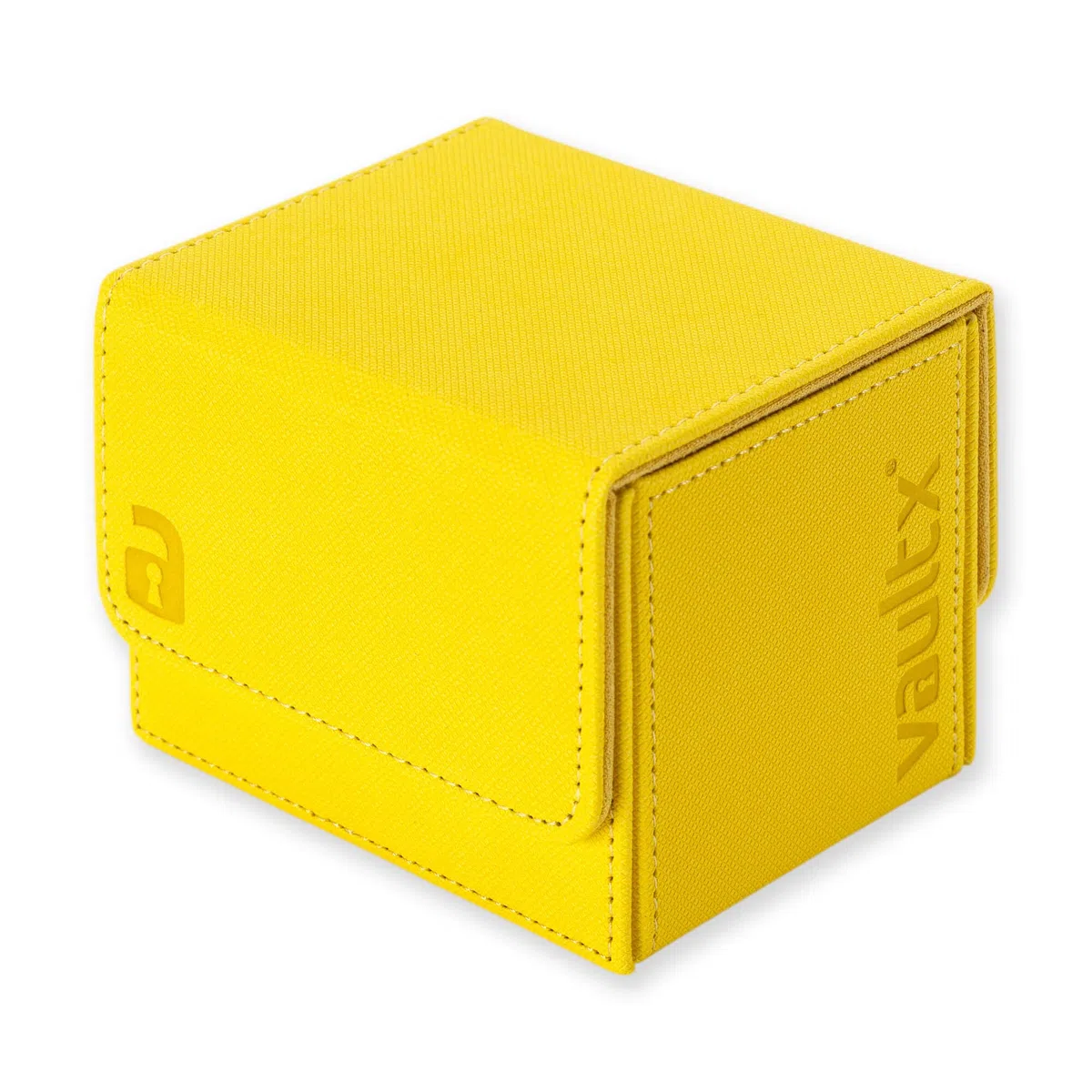 Vault X Boîte Ouverture latérale modulaire Exo-Tec pour plus de 100 cartes JCC, couvercle magnétique amovible, compatible avec les cartes Commander et Standard (Jaune)