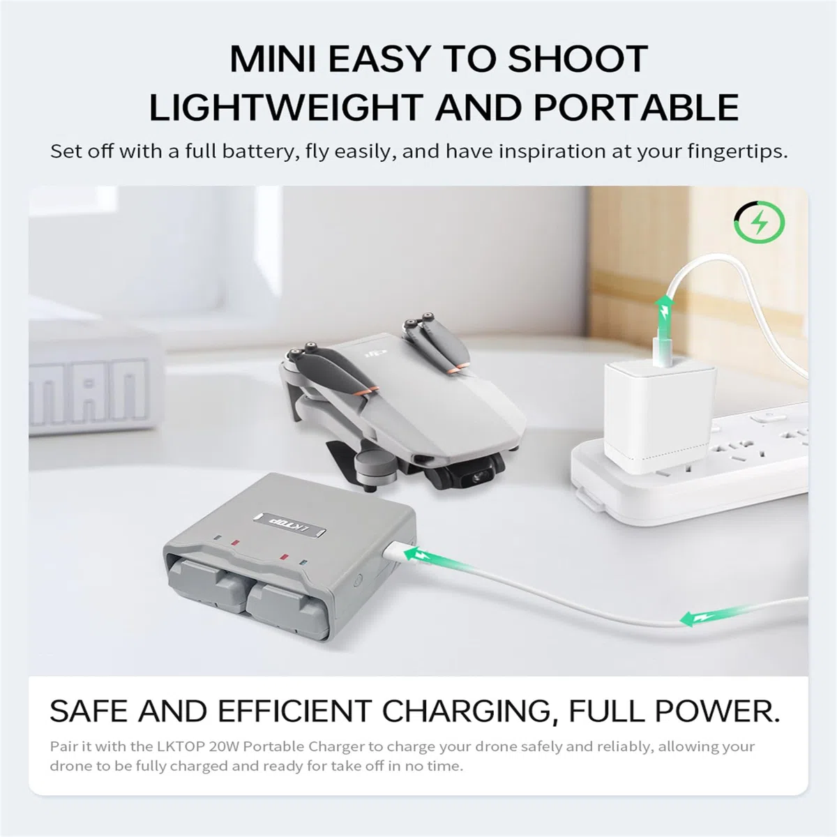 Chargeur de batterie pour DJI Mini 2/Mini 4K Hub de charge de batterie bidirectionnel (gris)