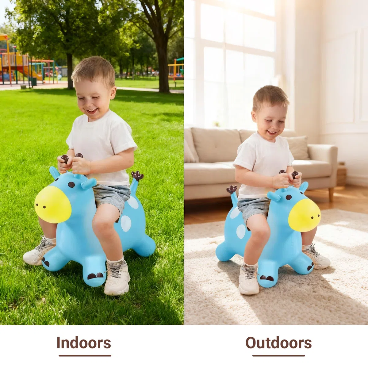 Animal Sauteur, Cheval Sauteur, Jouet Sauteur pour Enfants, Usage Intérieur/Extérieur, Cadeau pour Enfants, Cadeaux d'anniversaire, Cadeaux de Fête (Bleu)