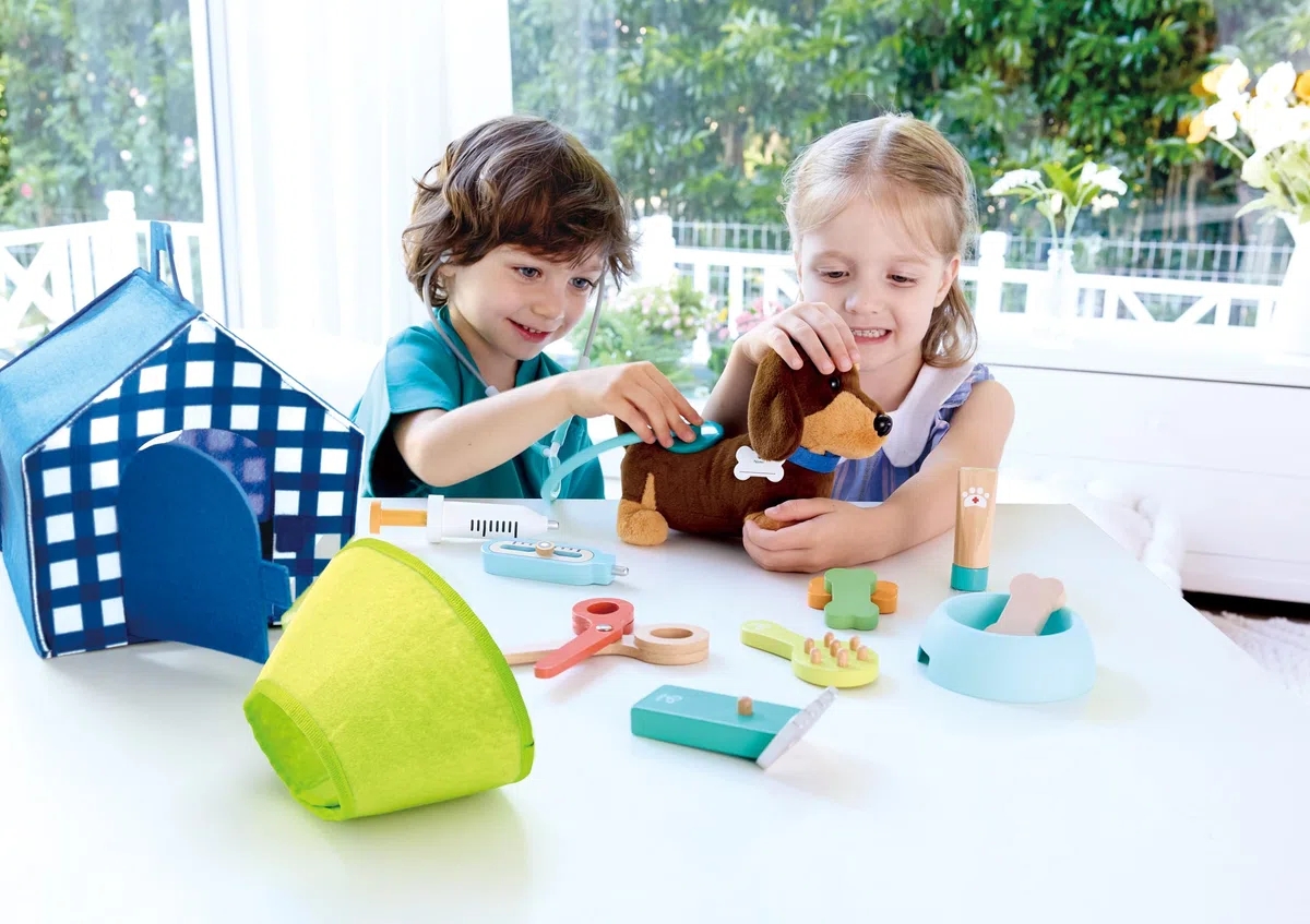 Hape Kit du Petit vétérinaire | Kit de Jouets en Bois pour Enfants | Clinique vétérinaire Portable