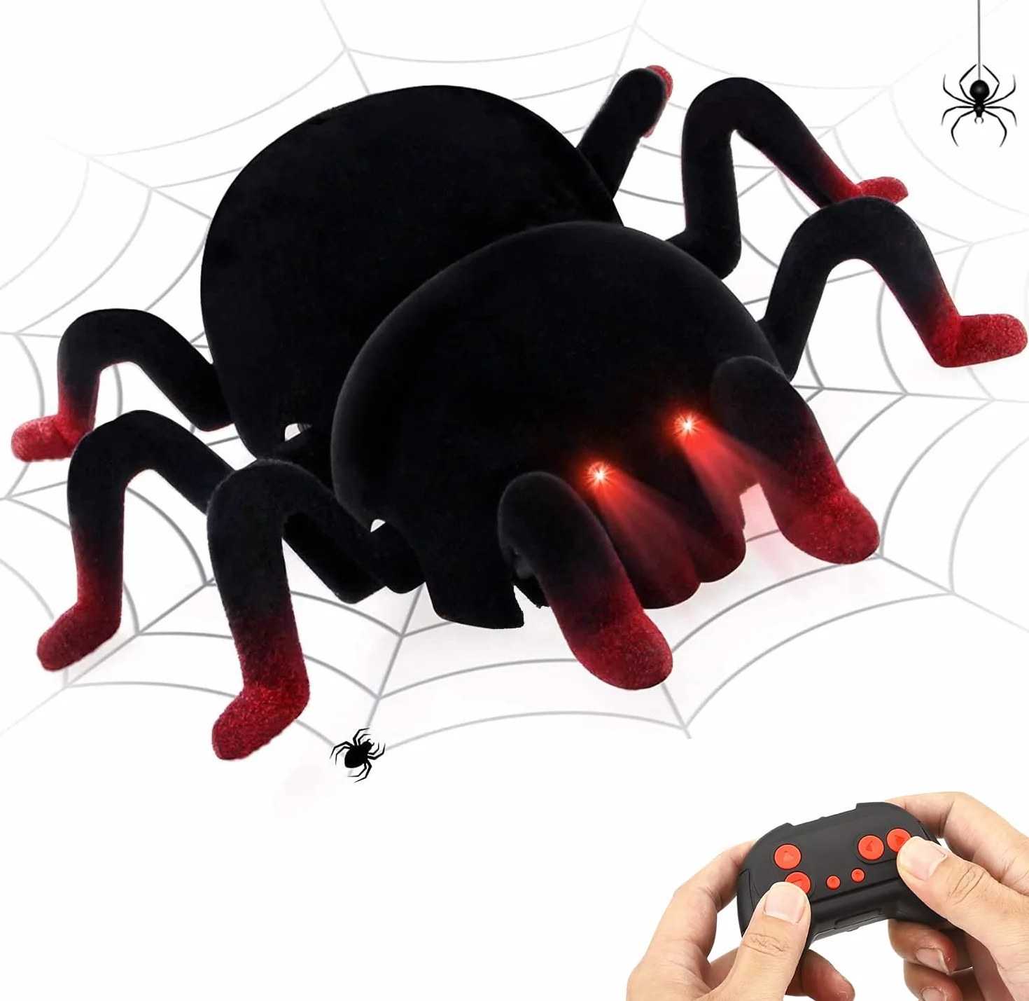 L'Araignée RC Télécommandée - Grimpe aux Murs & Plafonds Rechargeable avec Yeux LED - Jouet Robot Araignée pour Enfants dès 3 Ans - Cadeau Effrayant pour Garçons & Filles à Halloween