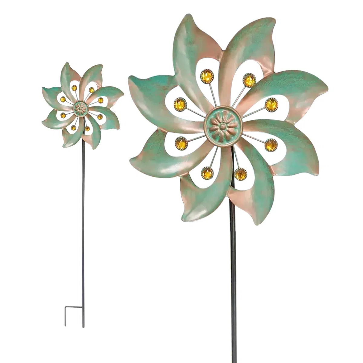 Spinner à vent, moulin à vent en métal pour la cour, spinner à vent cinétique pour l'extérieur, rotation facile, sculptures de vent en métal spinners pour terrasse pelouse jardin (bronze)