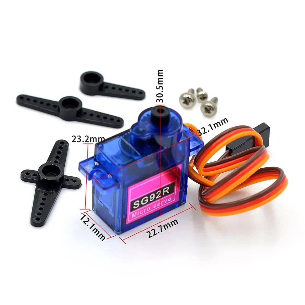 SG92R Lot de 5 micro servomoteurs 9 g Angle réglable de 270 degrés pour modèle d'avion radiocommandé nécessitant une largeur d'impulsion 500-2500