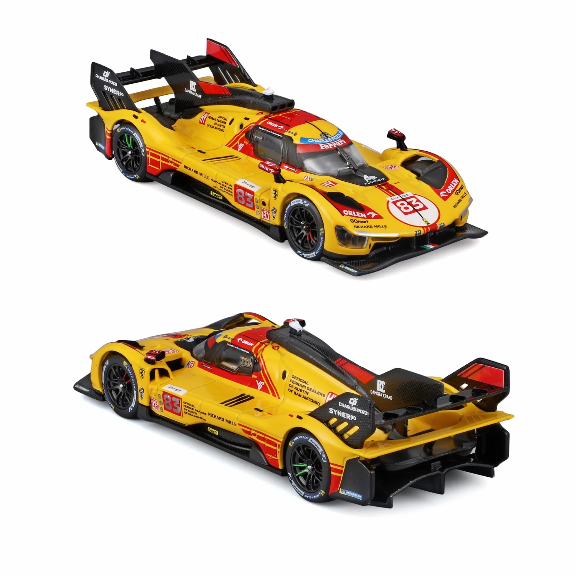 Bburago - Ferrari 499P 24H LMH Hypercar 2024#83, Voiture Miniature à l'échelle 1:43, réplique détaillée de l'AF Corse pour Le Mans, Licence Officielle Ferrari, âge recommandé 14+ Ans