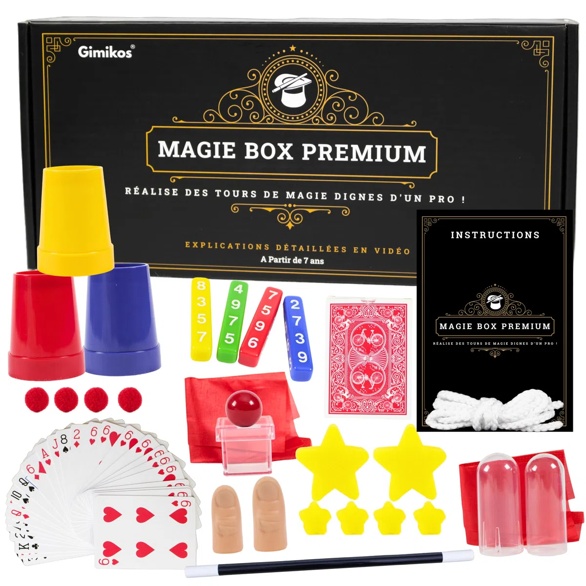 Coffret Magie Enfant 7-12 Ans & Adultes Débutants | Boite Kit Magicien avec 50 Tours de Magie, Jeux, Cartes, Baguette & Accessoires | Mallette Cadeau Anniversaire & Noël