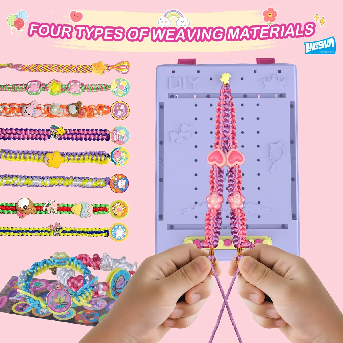 Kit de tissage 3 en 1 400 pièces + kit de fabrication de bracelets d'amitié, jouets avec boîte de rangement, boucles d'art et d'artisanat pour adultes, cadeaux pour enfants de 5, 6, 7, 8 à 12 ans, 13