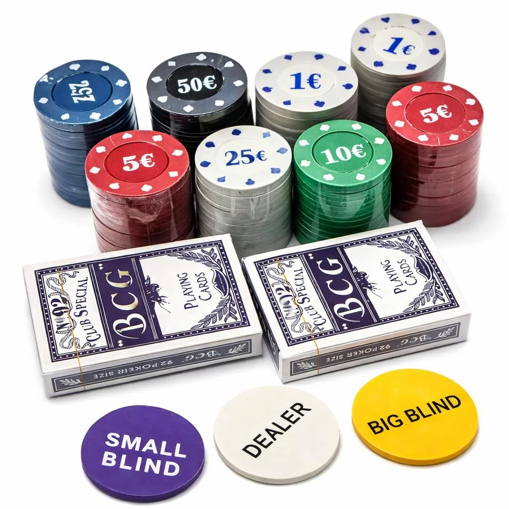 EUROXANTY Jeu de Poker | Kit avec Cartes, Jetons, Boutons, et Tapis pour Blackjack, Poker, Manille Jeux de Société