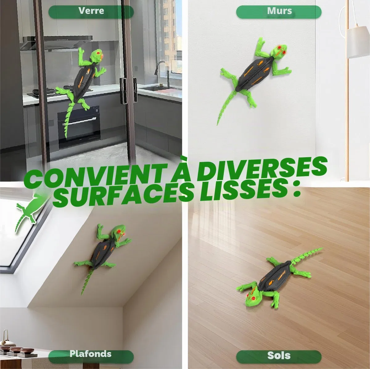 snookids Gecko Radiocommandé Grimpeur, Lezard Télécommandé Robot Jouet Qui Escalade Murs et Plafonds, Yeux LED Lumineux Mouvements Réalistes, Cadeau Enfant pour Garçons et Filles 3 4 5 6 7 8+