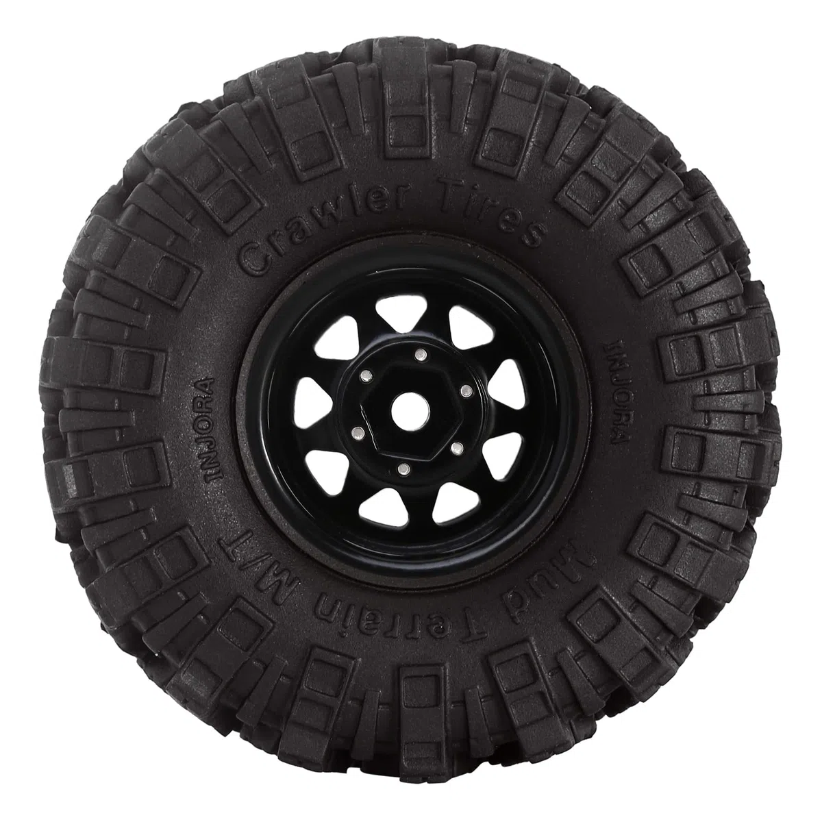INJORA 1.0 RC Beadlock Wheel Mud Pneus Set Deep Dish 1,0 Roues Pneus pour Axial SCX24 FCX24 FCX18 Gladiator Deadbolt Bronco C10 JLU Upgrade Parts RC Crawler Car,Noir