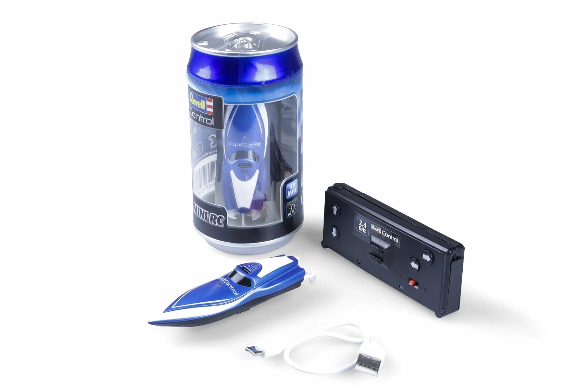 Revell Control 23570 Mini Bateau à Moteur RC Bleu avec contrôle précis 2,4 GHz, 7,5 cm de Long
