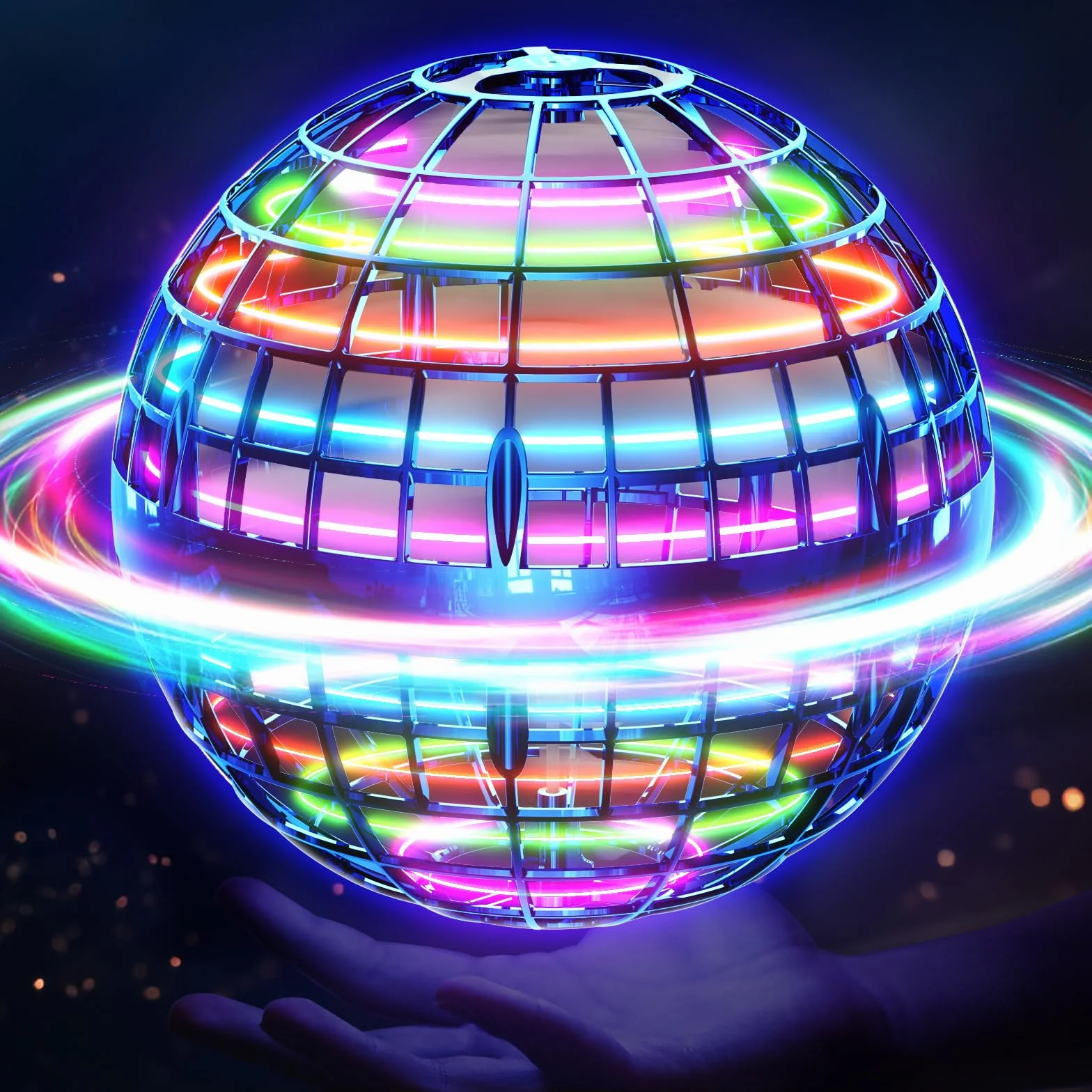Ivtivfu Boule Volante (Bleu, Amélioré) : Jouet Flying Orb Ball avec LED, UFO Spinner Boomerang Magique, Cadeau Extérieur pour Enfant Garçon Fille 6 7 8 9 10 11 12 Ans