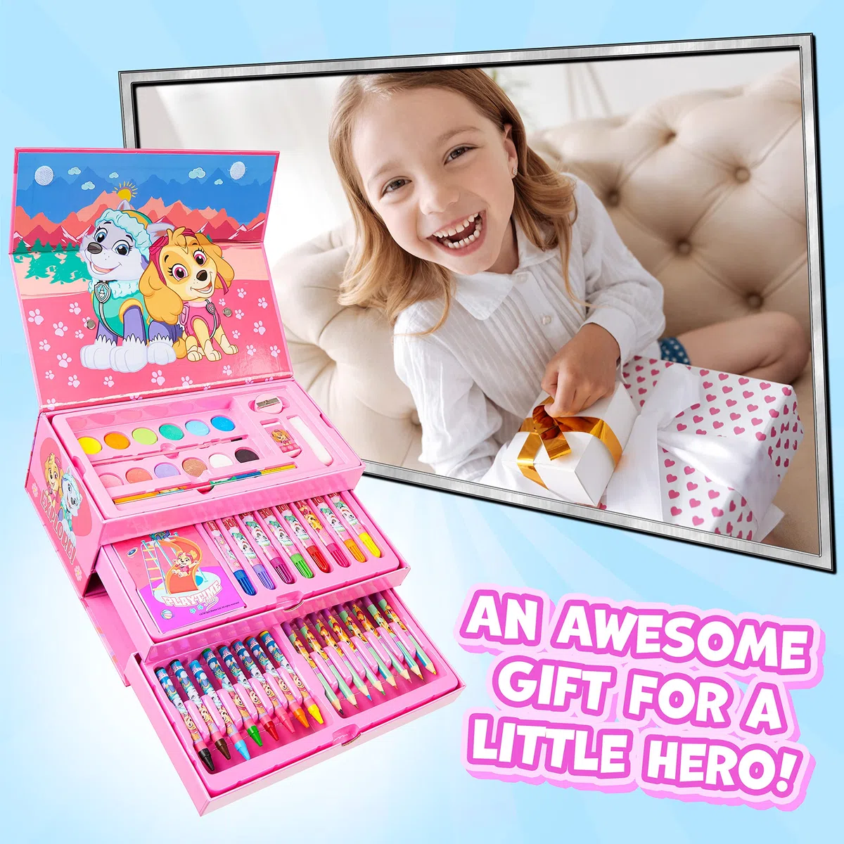 Paw Patrol Set de Coloriage Pat Patrouille - Coffret Peinture et Coloriage Enfant (Rose)