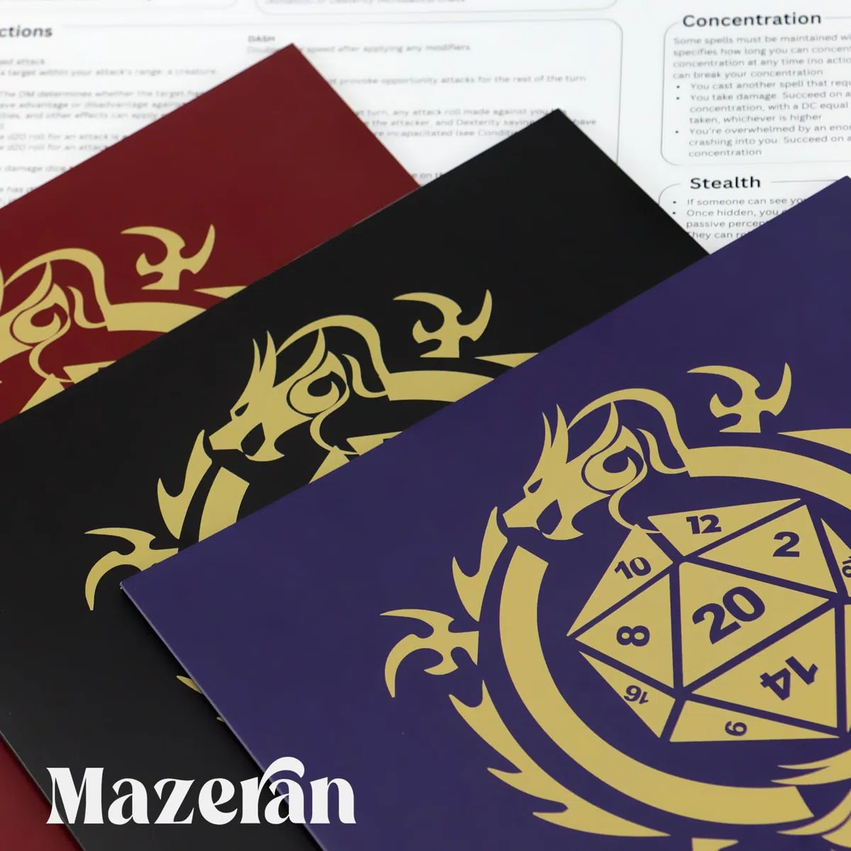 Mazeran DM Screen for DnD 5th - Dungeon Master Guide - D & D Game Master Shield Tool - Accessoire for Table RPG Campagnes Supplies - Support papier jetable (PACK DE 3)