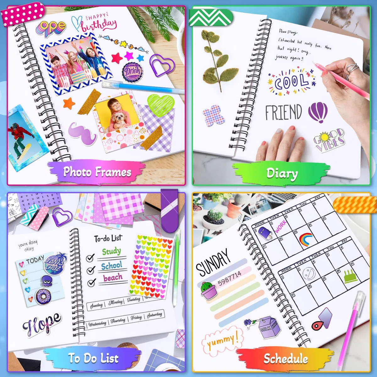 PATIFEED Kit Journal pour Filles, Scrapbooking Set pour Enfants, Cadeau D'anniversaire de Noël pour 8 9 10 11 12 13 14 Ans