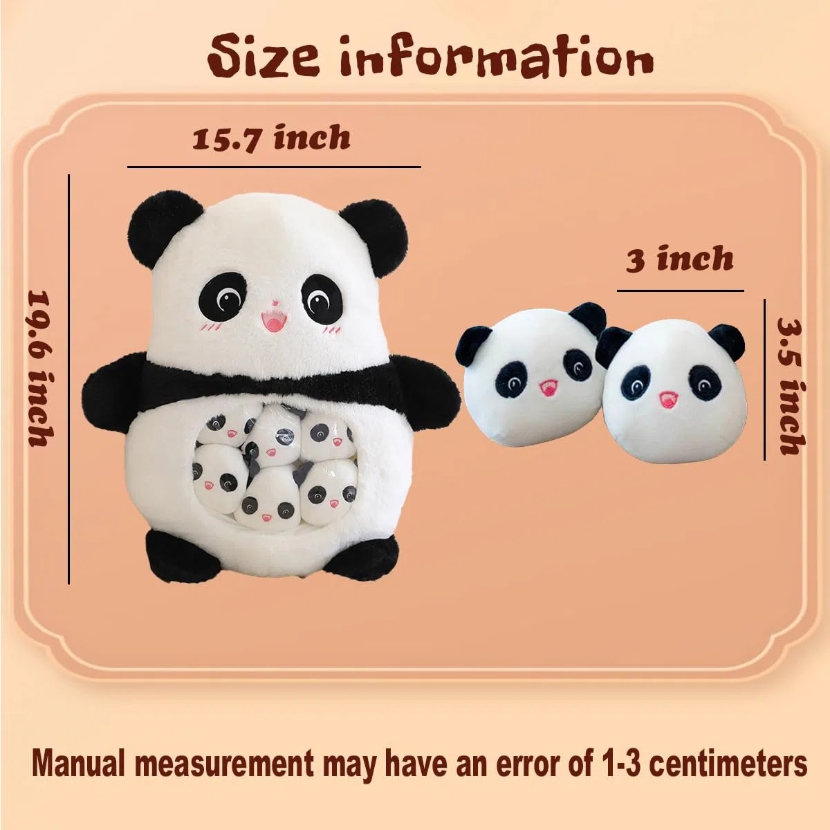 Peluche Panda avec 6 bébés Pandas Amovibles - Coussin Pelucheux, Jouet Doux et câlin, Meilleur Cadeau pour Les Filles, Les Enfants et Les Amateurs de Pandas