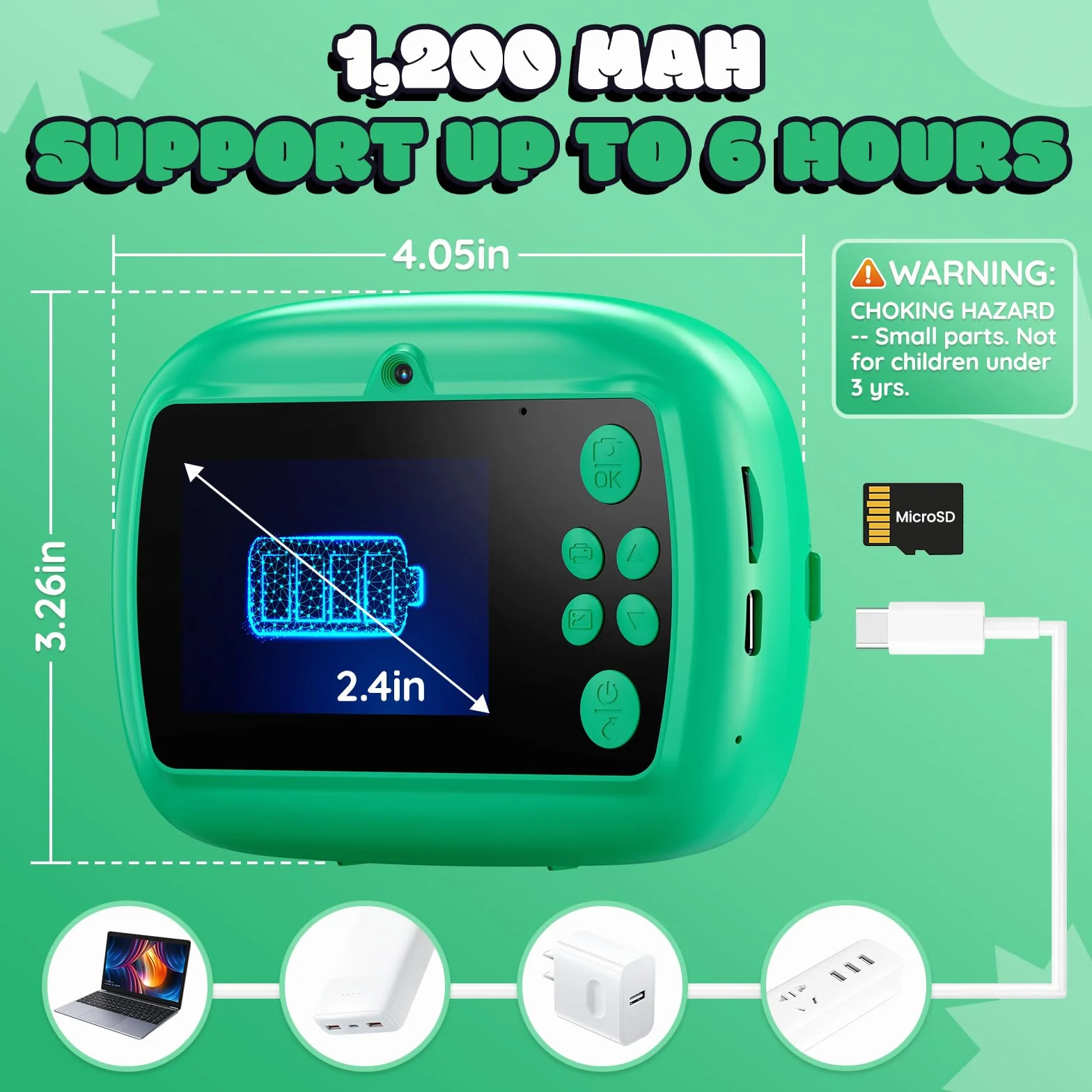 Appareil Photo Instantané pour Enfant, Appareil Photo Enfant Impression 1080P HD avec Imprimante avec 3 Rouleaux de Papier, Appareils Photos Numériques pour Les Enfants de 3 à 12 Ans