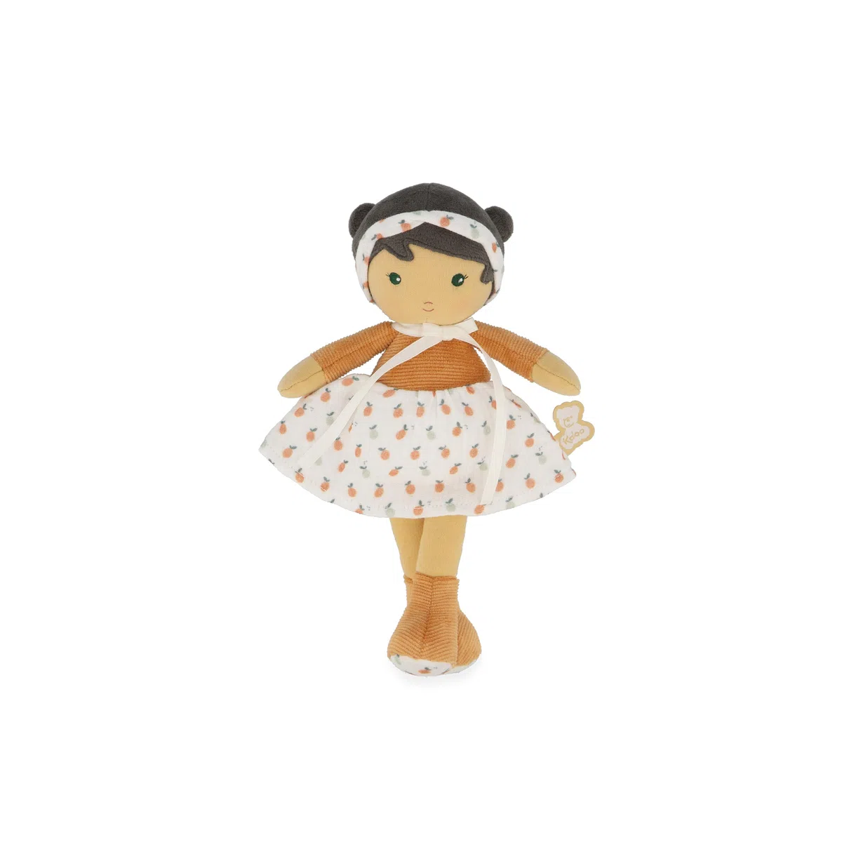 KALOO - Tendresse - Ma 1ère Poupée en Tissu Eloïse - Poupée de Chiffon 25 cm - Robe en Velours Côtelé et Mousseline - Jolie Boite Cadeau - Ruban Personnalisable - Dès la Naissance, K200019