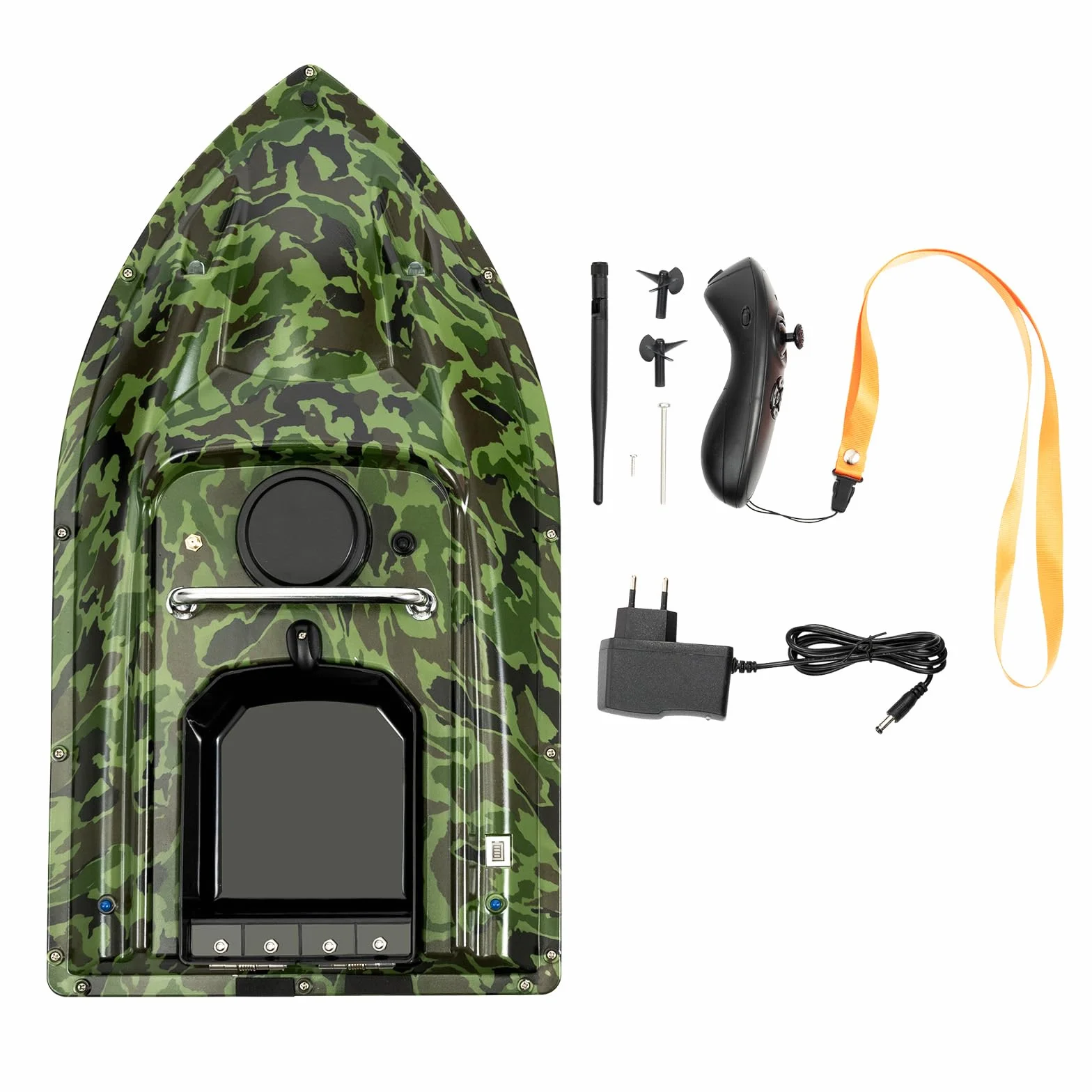 Bateau télécommandé de 500 m avec échosondeur et GPS, capacité de charge de 1,5 kg, pour la pêche de nuit et la fonction de croisière automatique (camouflage)