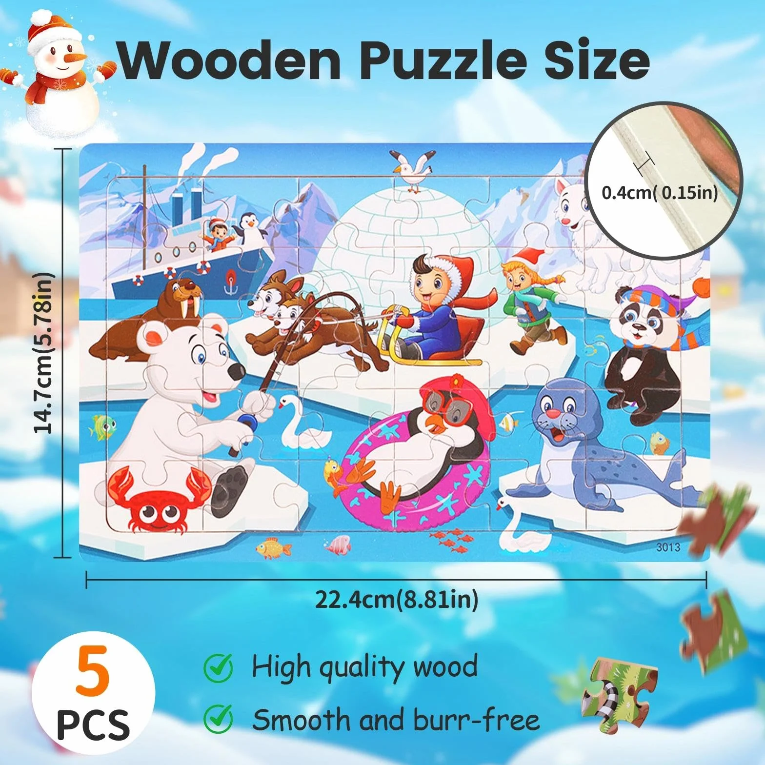 Puzzle Enfant 3 Ans 5 X 24 Pièces,Puzzle Bois Animaux à Partir,Jouet Educatif Préscolaire,Jouets éducatifs,Jouets Cadeaux pour Enfants de 3 à 8 Ans Garçons Filles (#4)