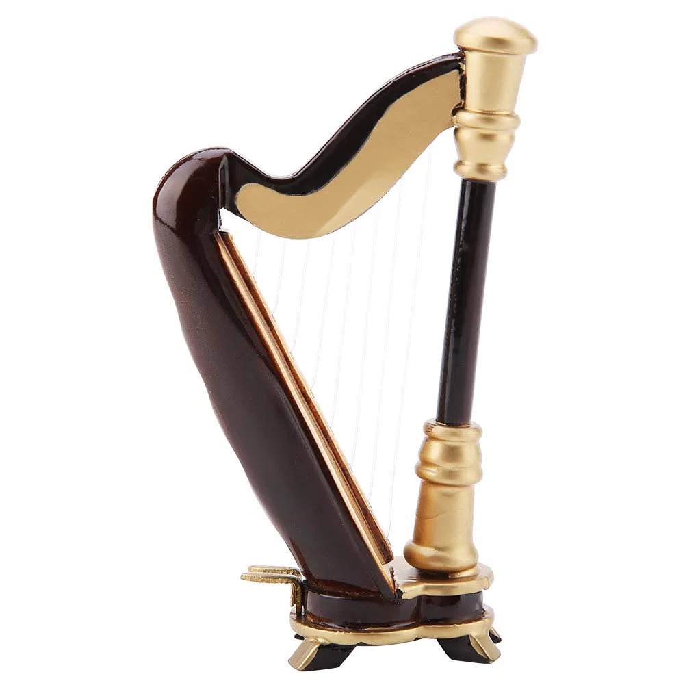 Réplique de Harpe Miniature Instrument de Musique Miniature en bois avec modèle d'instrument de boîte ornant des cadeaux de Noël pour Décoration de Salle de Musique