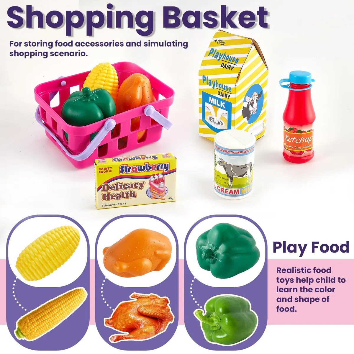 Buyger Grande Caisse Enregistreuse Enfants de 3+ Ans, Imprimante Automatique de Reçus et Scanner, Accessoires de Jouets Alimentaires Marchands, Jeux de Rôle, Cadeaux Éducatifs pour Garçons Filles