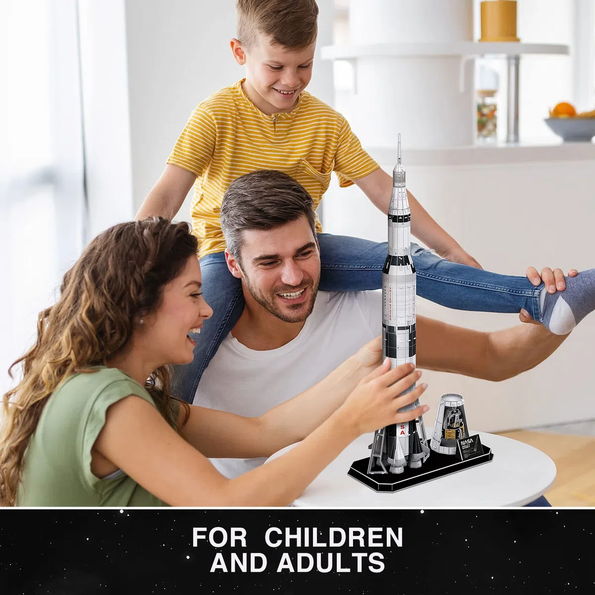 NASA - Puzzle 3D Apollo Saturn V Rocket - Puzzle 3D Enfant Et Adulte | Maquette A Construire Adulte | Cadeau Garcon 8 Ans | 136 Pièces | Puzzles 3D