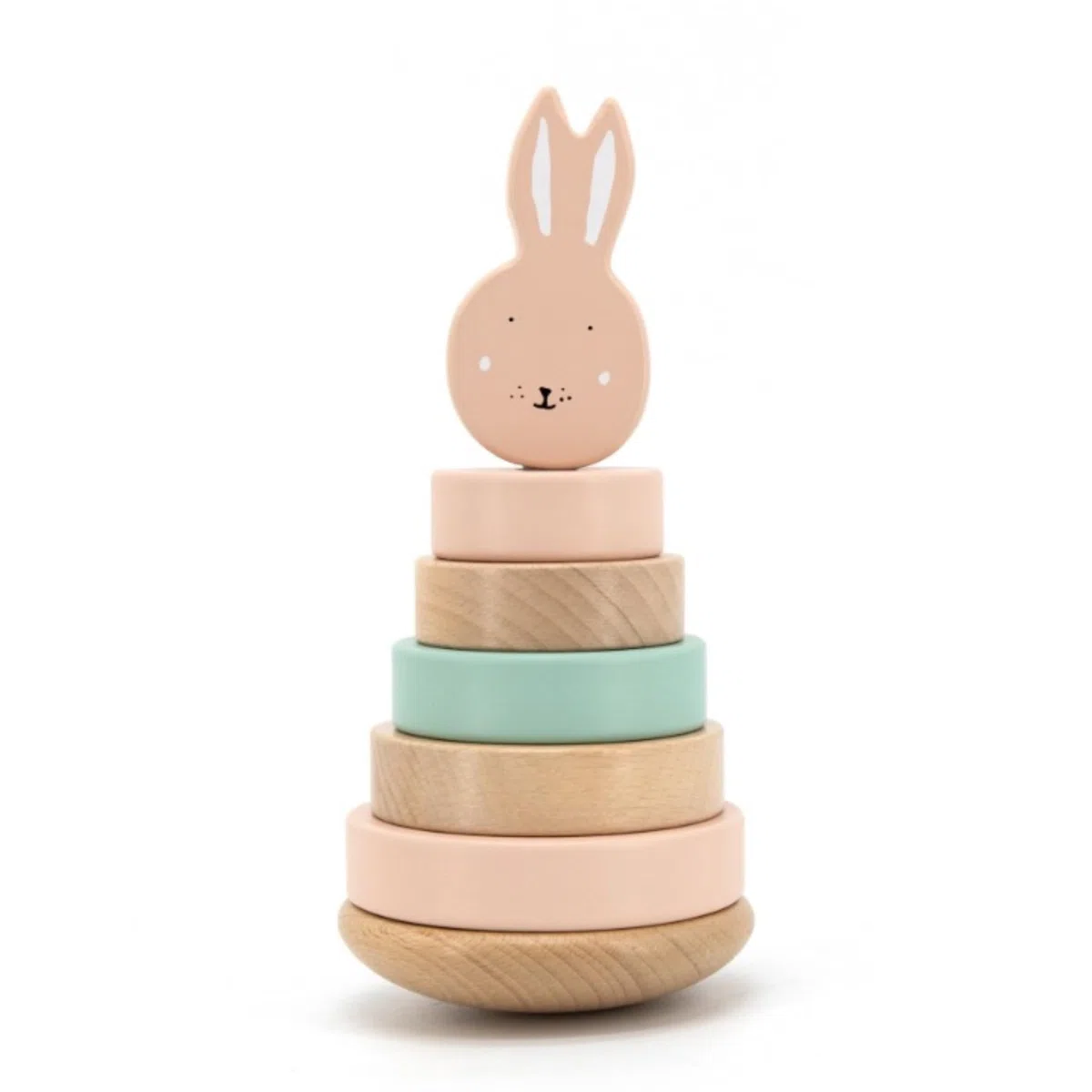 Tour de naissance personnalisé - cadeau de naissance trixie, jouet bébé naissance, tour d'anneaux à empiler, décoration chambre naissance, cadeau bébé prénom (Lapin)