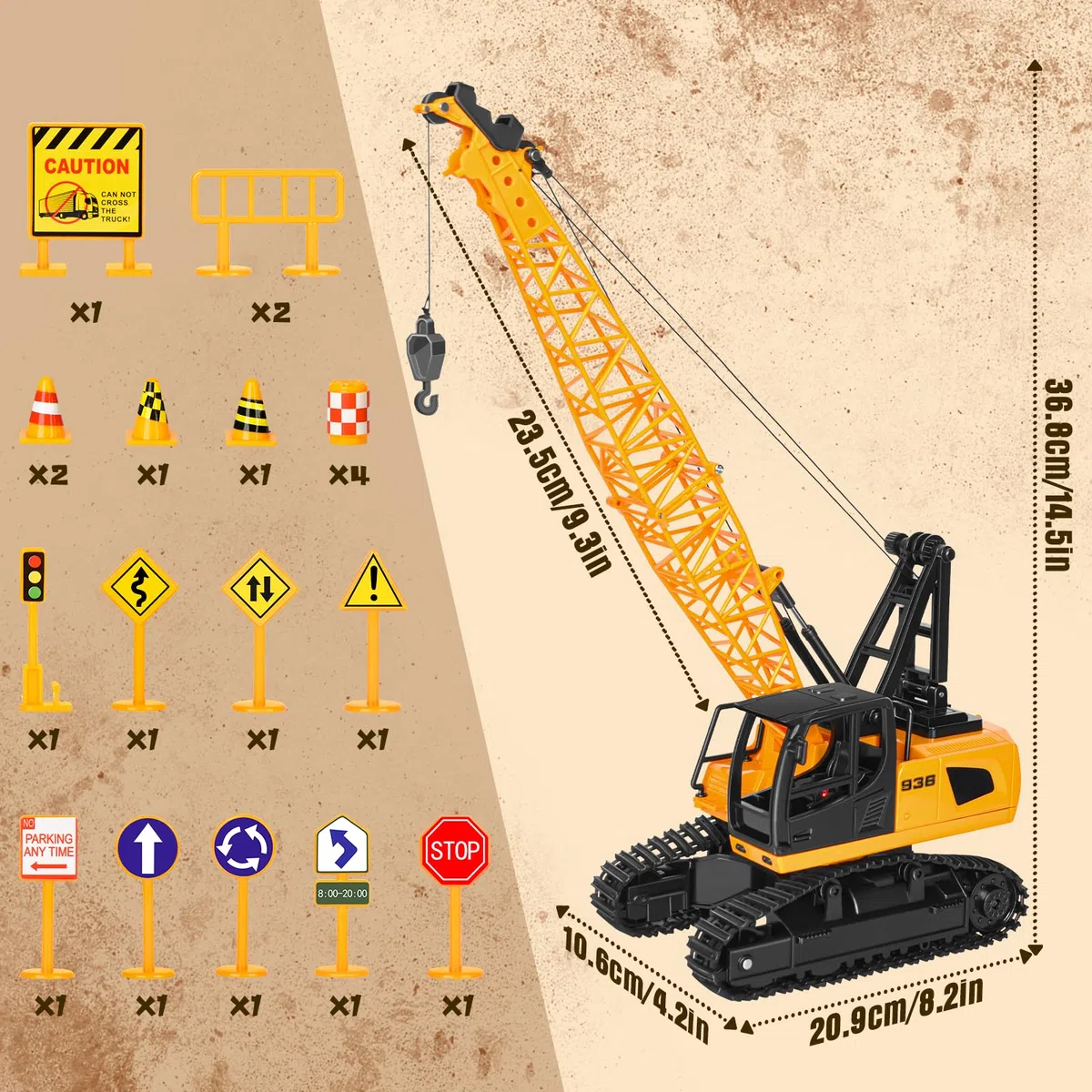 Charmofun Grue Telecommandée, Gruejouet Enfant à 12 Canaux, Jouet Grue avec Lumières et Sons Réalistes, Noël Fête des Enfants Cadeaux d'anniversaire pour Enfants