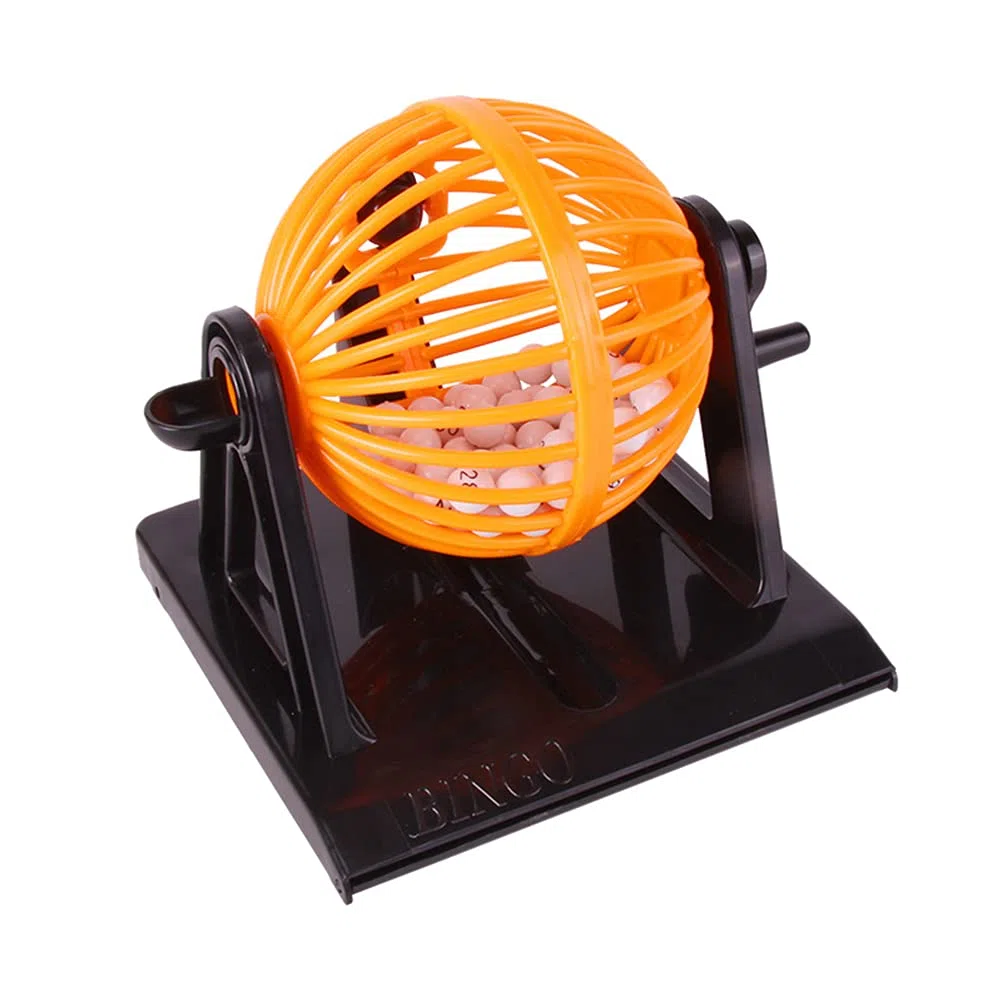 Ensemble de Jeu de Bingo, Cage Ronde en Plastique, 90 Boules de Bingo, 12 Cartes de Bingo, Jeu Familial pour Enfants de Plus de 6 Ans (12 * 12cm)
