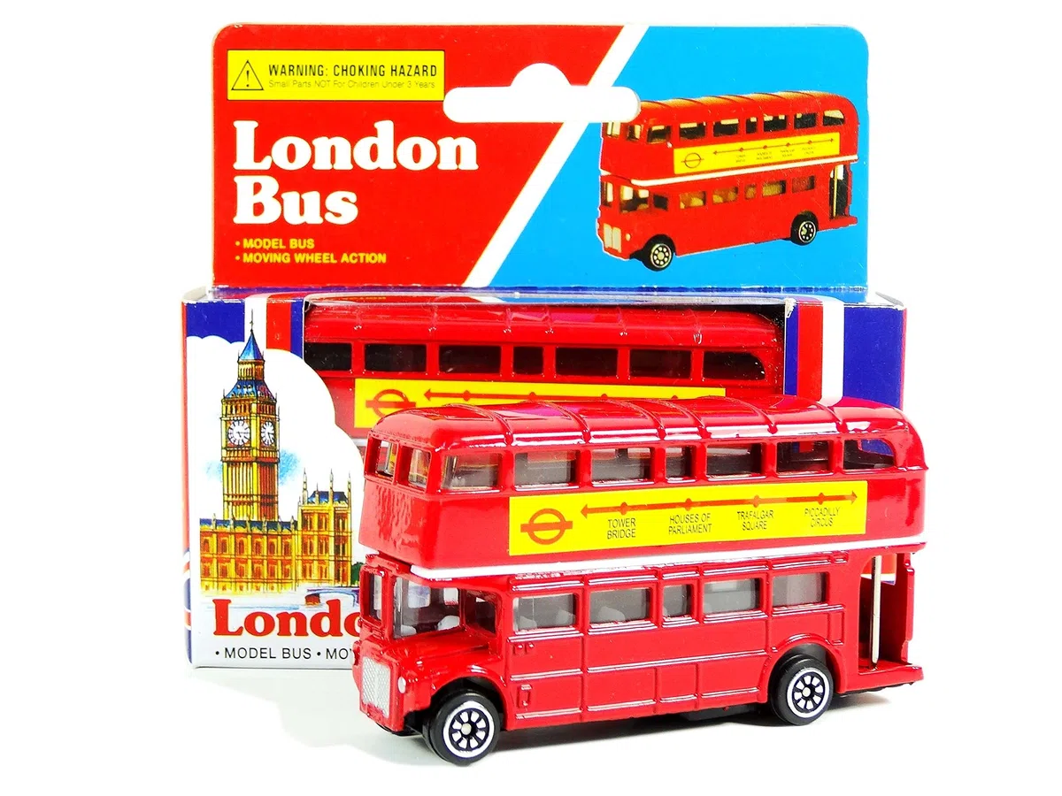 London Red Bus (Small) - Double Decker Red Bus Model Made of Die Cast Metal and Plastic Parts by TB