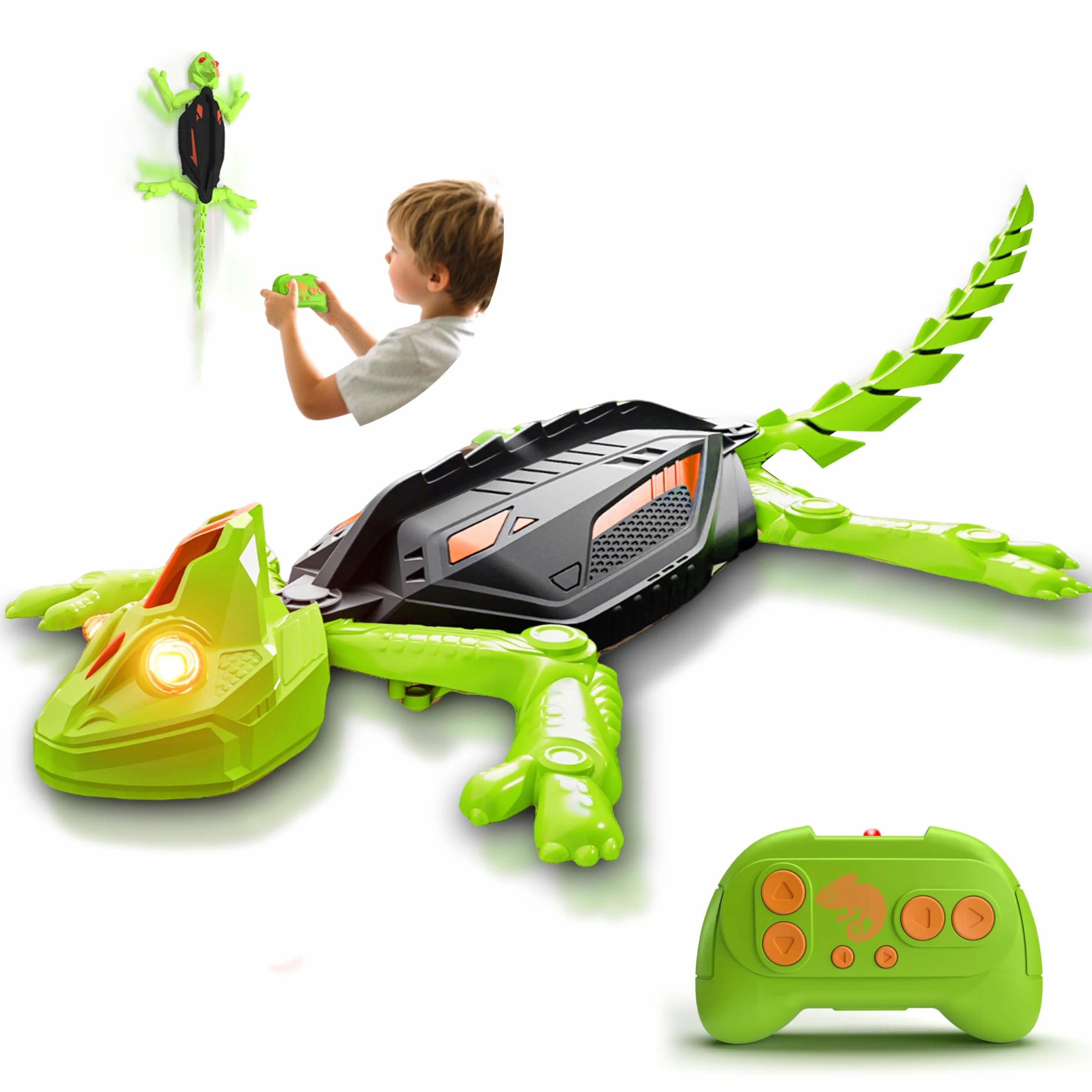 Rechargeable Caméléon Télécommandé, Gecko Radiocommandé avec Yeux LED, Lézard Robot Jouet, Cadeau Anniversaire pour Enfant Garçons Filles 3 4 5 6 7 8+ Ans [Version Améliorée]
