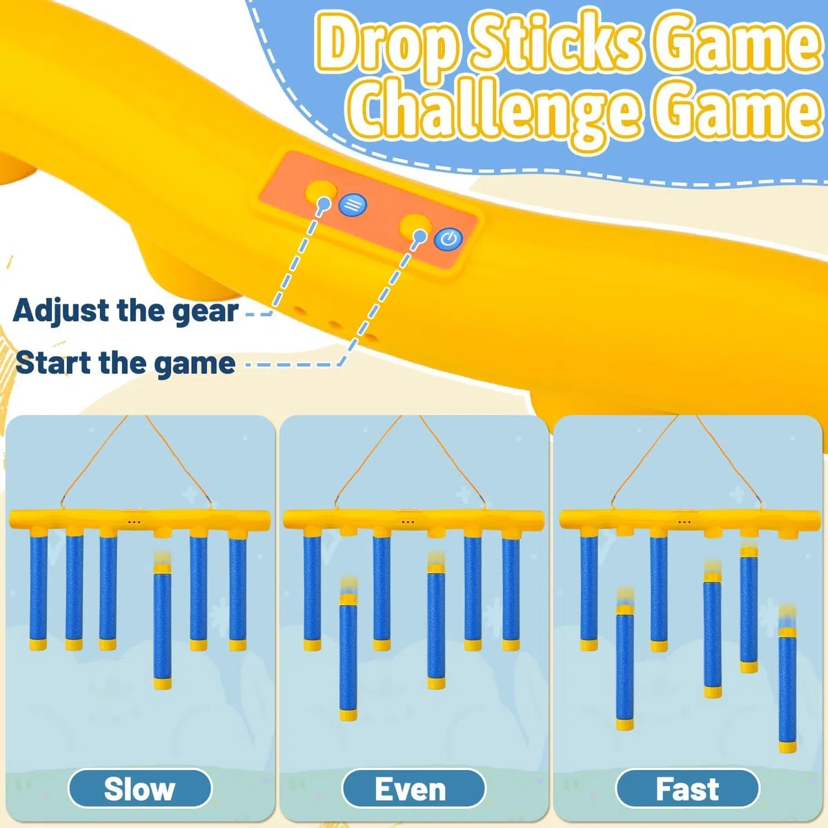 Jeu d'Attrape Bâtons pour garçon de 2 Ans, Jeu de Réaction Ajustable à 3 Vitesses de Coordination Main-Oeil Activité Educative Jouet Sensoriel pour Enfants et Adults